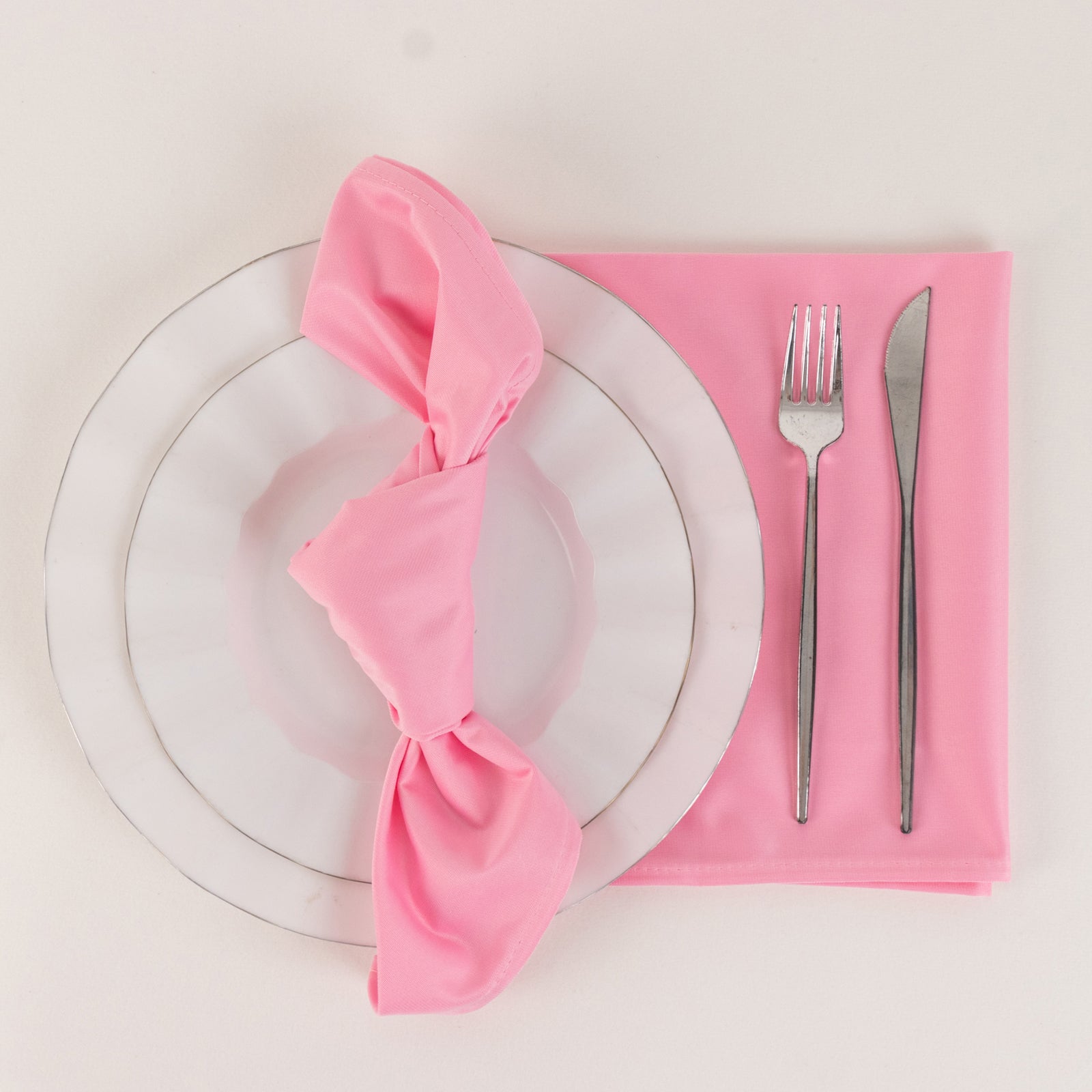 5-Piece Set of Premium Pink 20x20 Scuba Dinner Napkins - Durable and Reusable