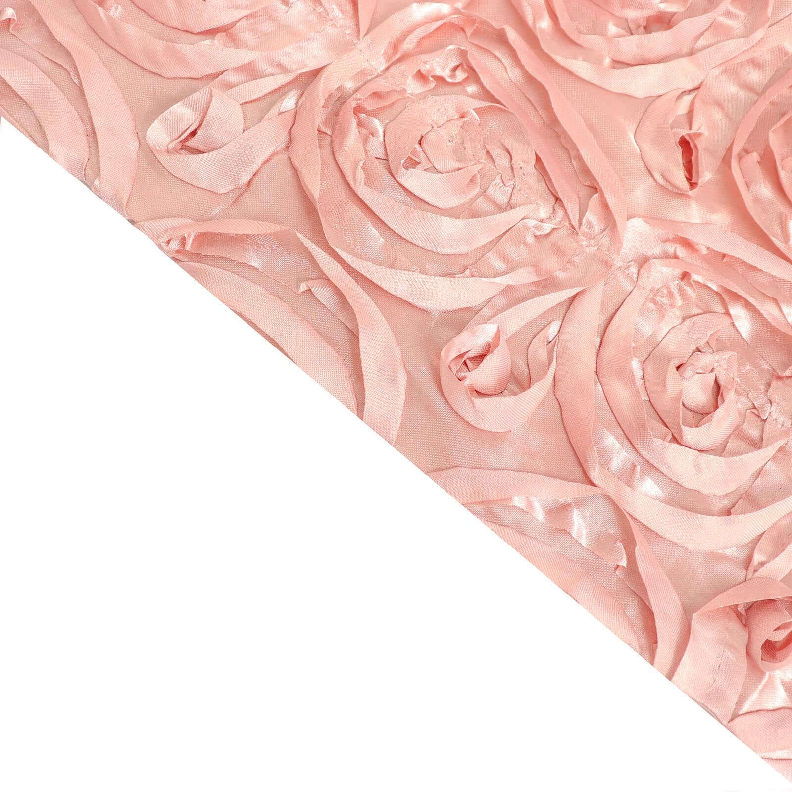 Hot! Dusty Rose Satin 120 Round Tablecloth with 3D Rosette & Seamless Finish