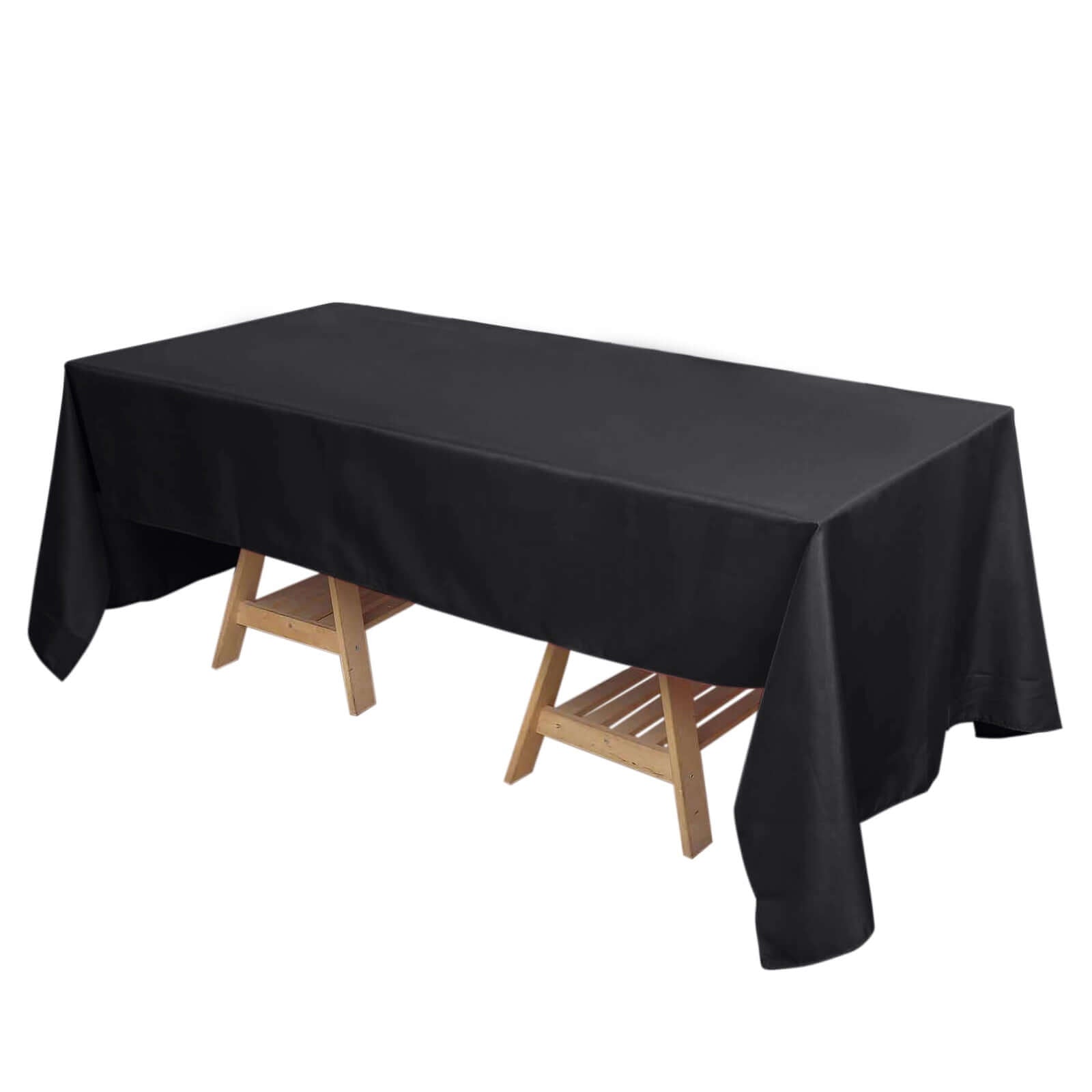 220GSM Stain-Resistant Black Premium Polyester Rectangle Tablecloth 72x120