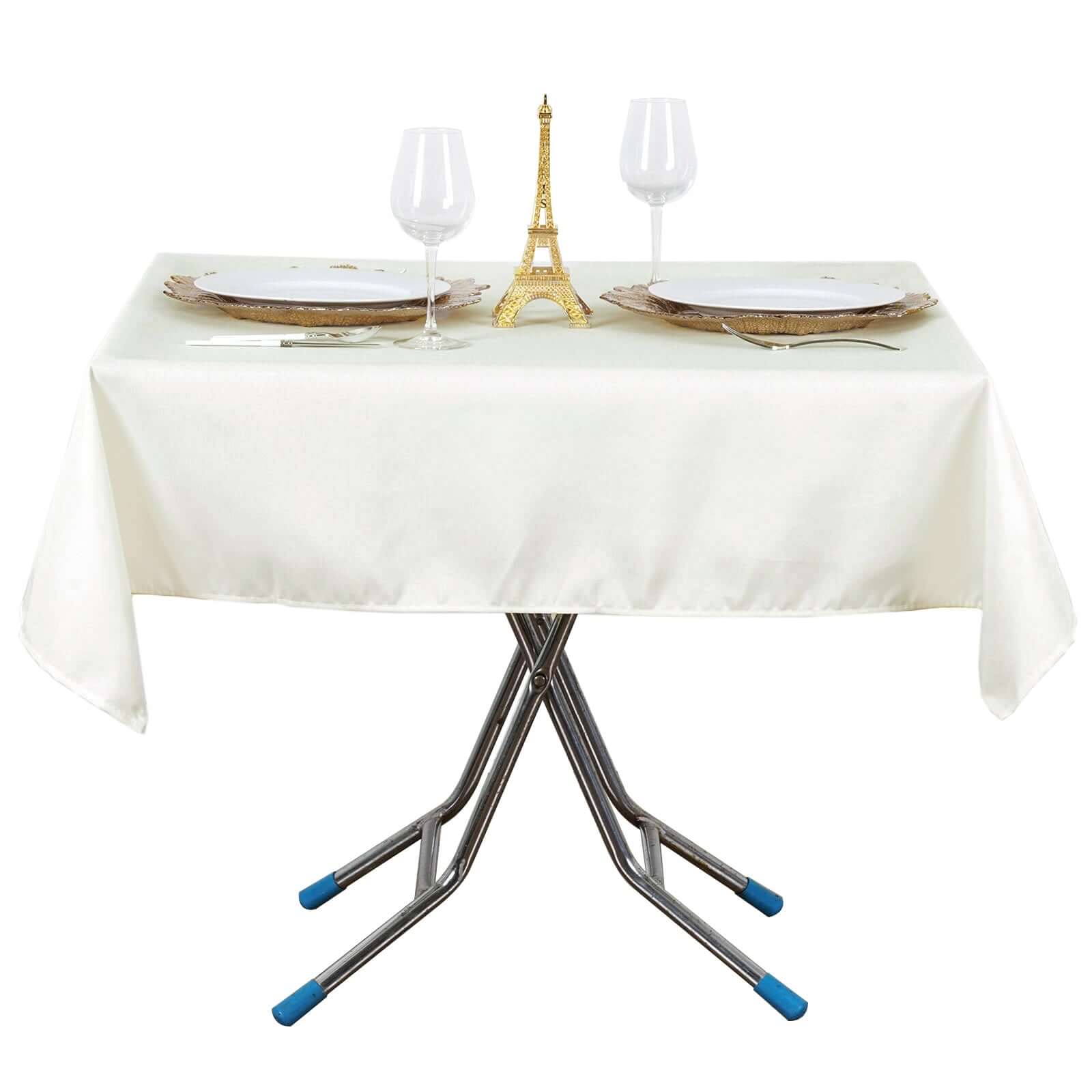 Ivory 54x54 Premium Polyester Tablecloth - Stain & Wrinkle-Resistant, 220GSM