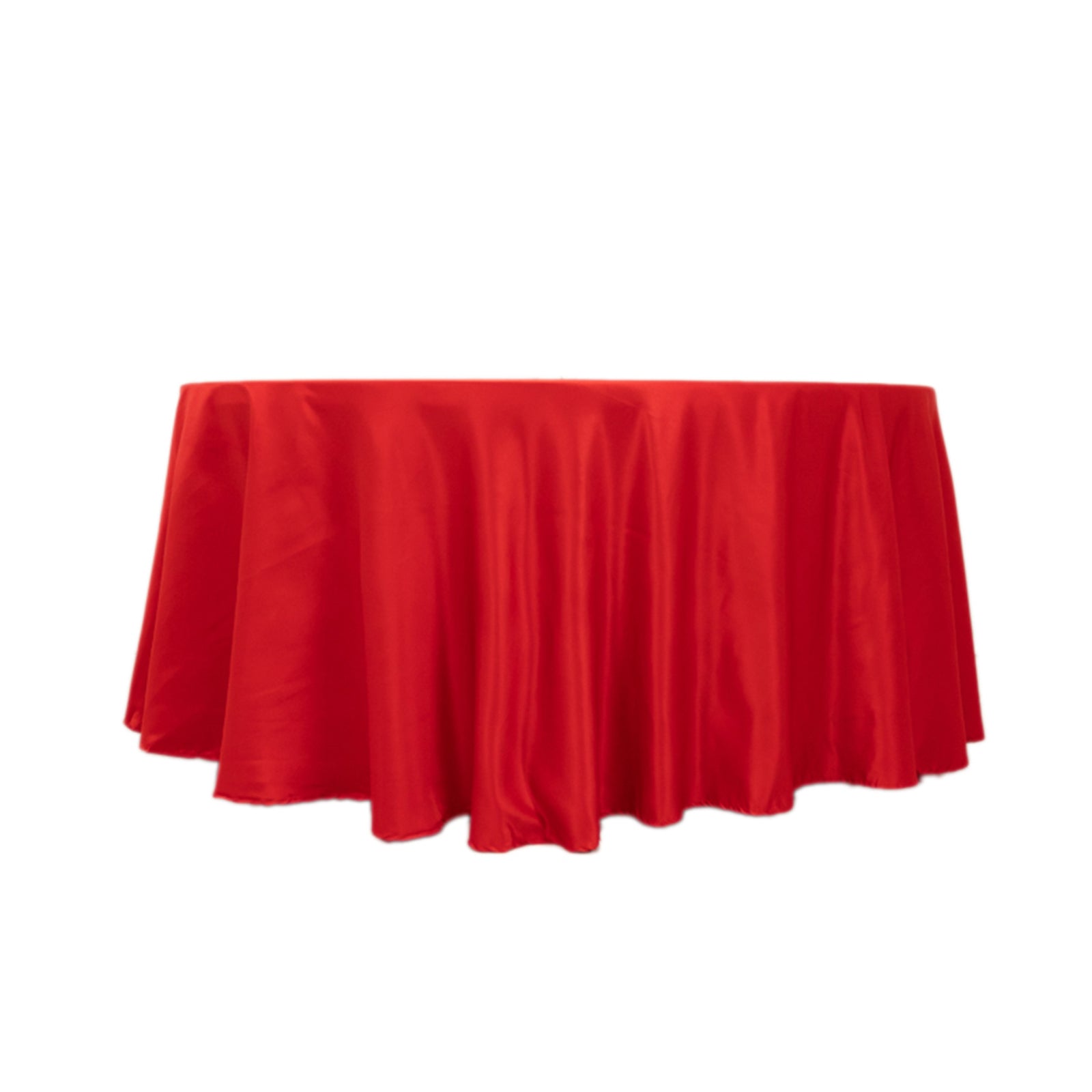 Hot Deal! Red Lamour Satin 120" Round Seamless Tablecloth with Soft Sheen