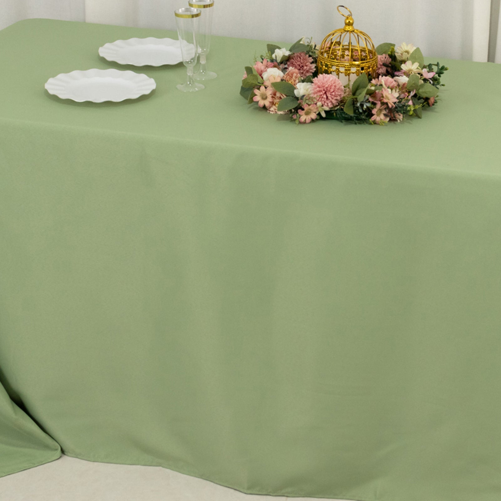 Exclusive Sage Green 90x132 Premium Polyester Seamless Tablecloth - Stain-Resistant