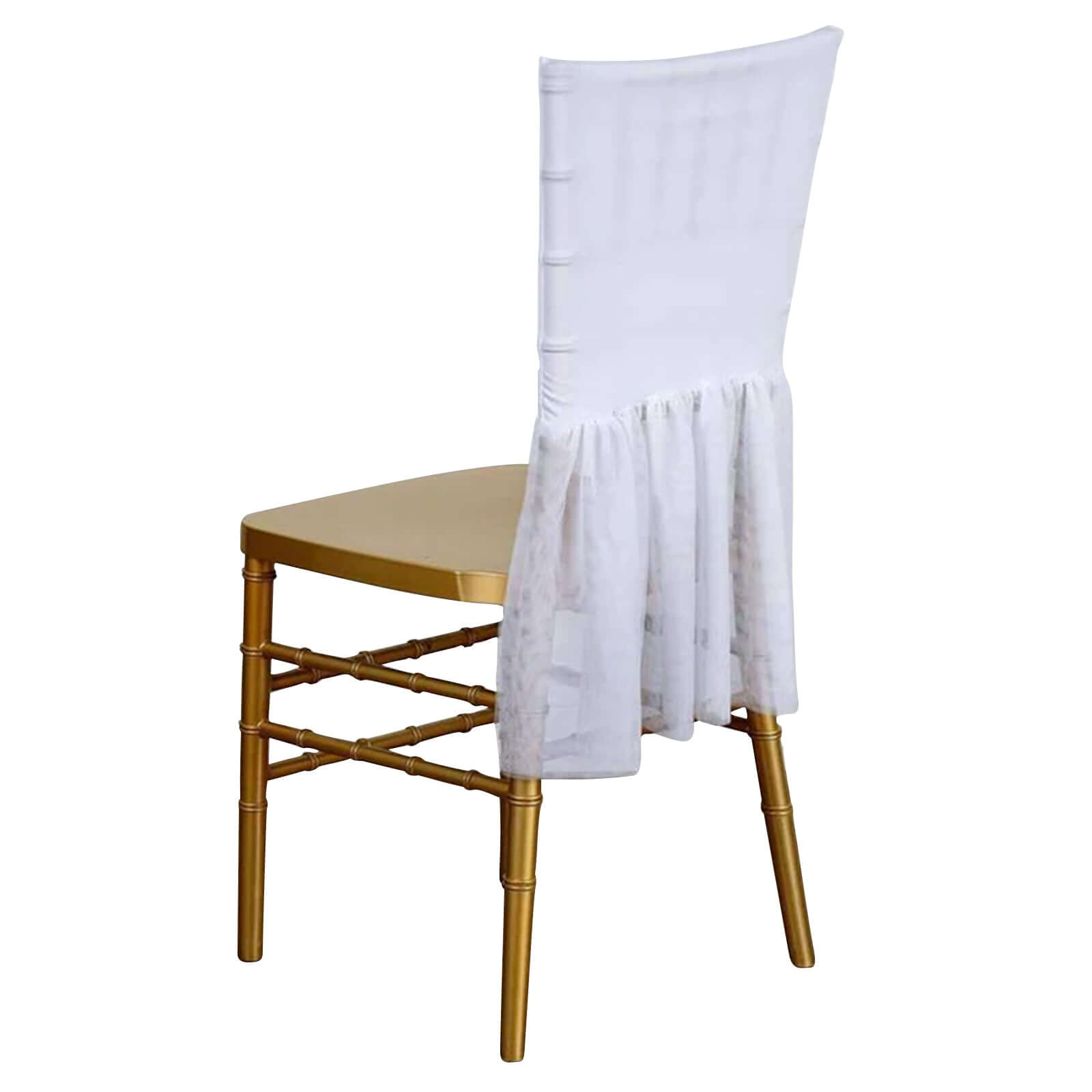 Stylish White Spandex Chair Cover Skirt in Tutu Style for Weddings and Formal Events