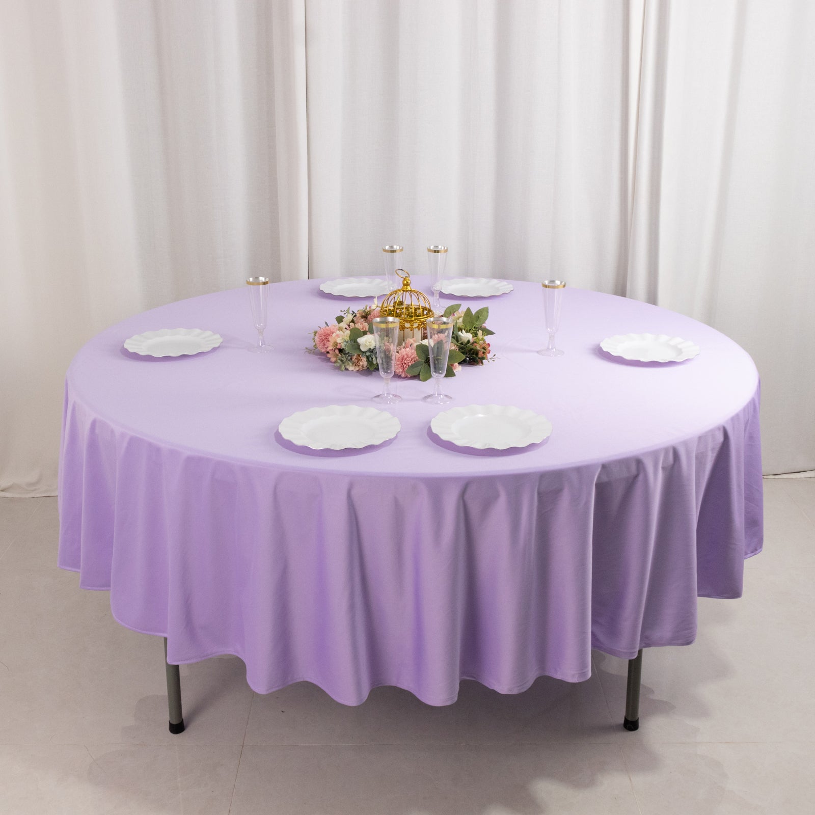 Hot Sale! Premium Wrinkle-Free & Stain-Resistant Lavender Scuba 90-Inch Round Tablecloth