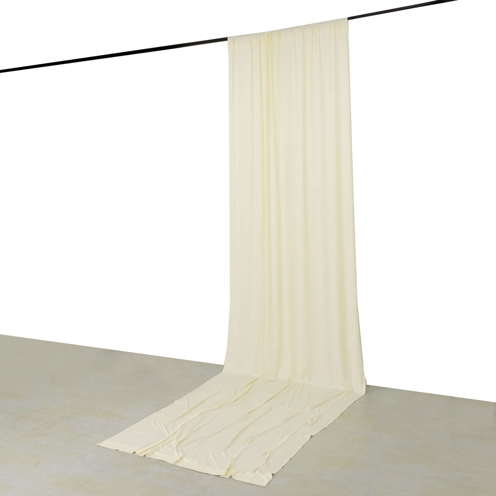 Hot Deal! Ivory 4-Way Stretch Spandex Event Drapes, Wrinkle-Free Backdrop Panels with Rod Pockets (5ft x 16ft)