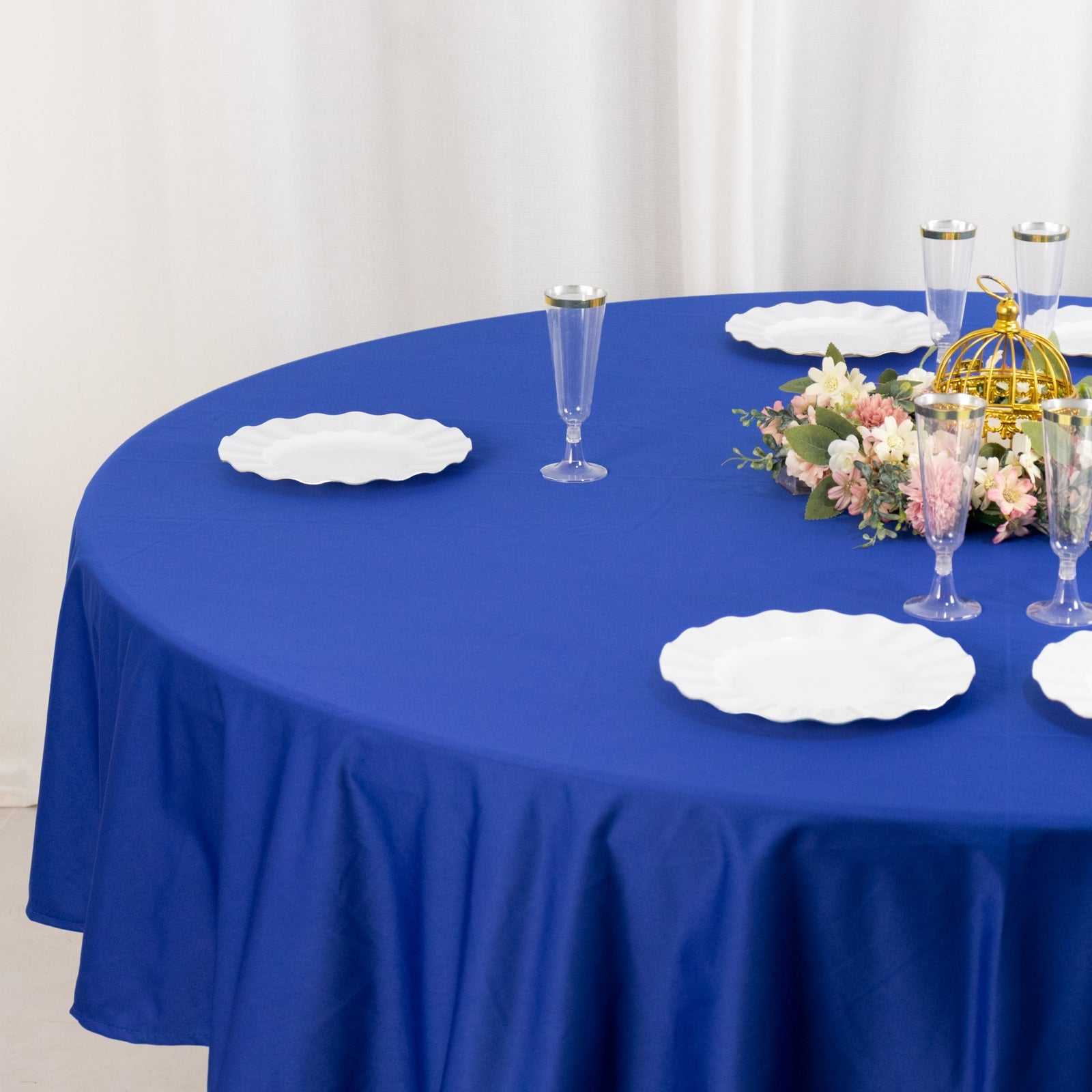 Wrinkle-Free & Stain-Resistant Royal Blue 90-Inch Premium Scuba Round Tablecloth