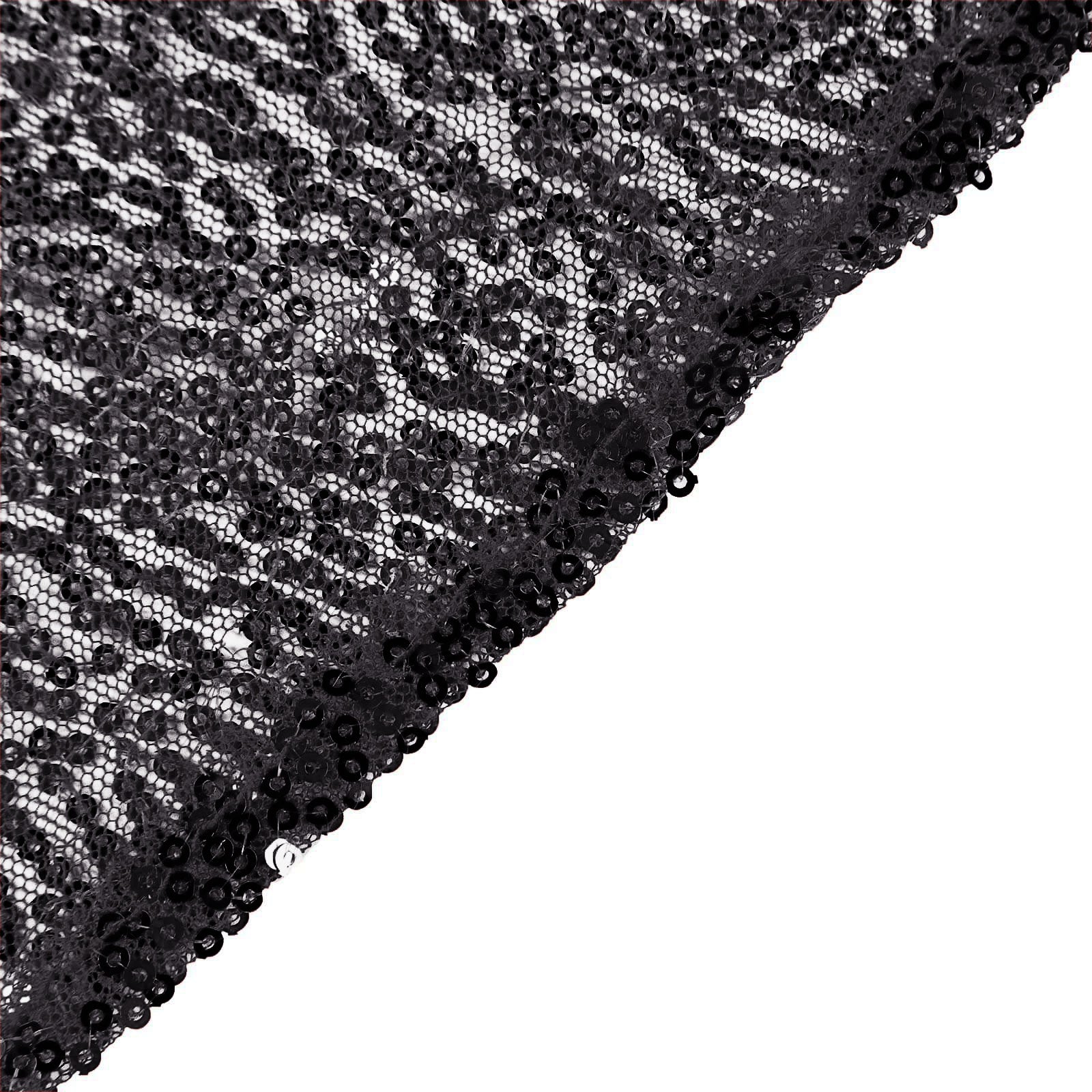 Black Seamless 132-inch Round Sequin Tablecloth for Stunning Decor