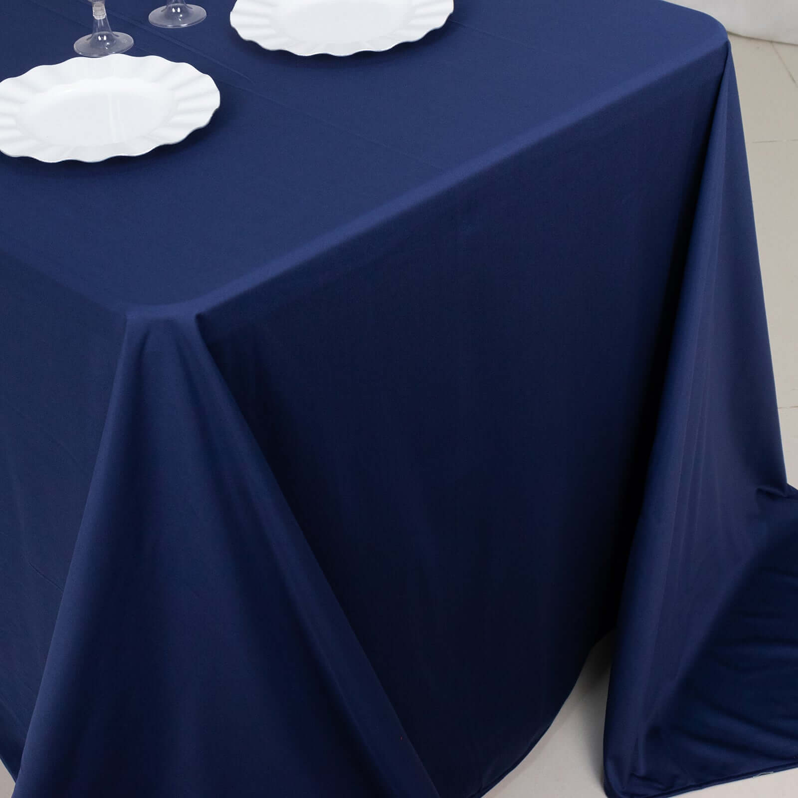 Navy Blue Premium Scuba Wrinkle-Free & Stain-Resistant 90x132 Rectangular Tablecloth