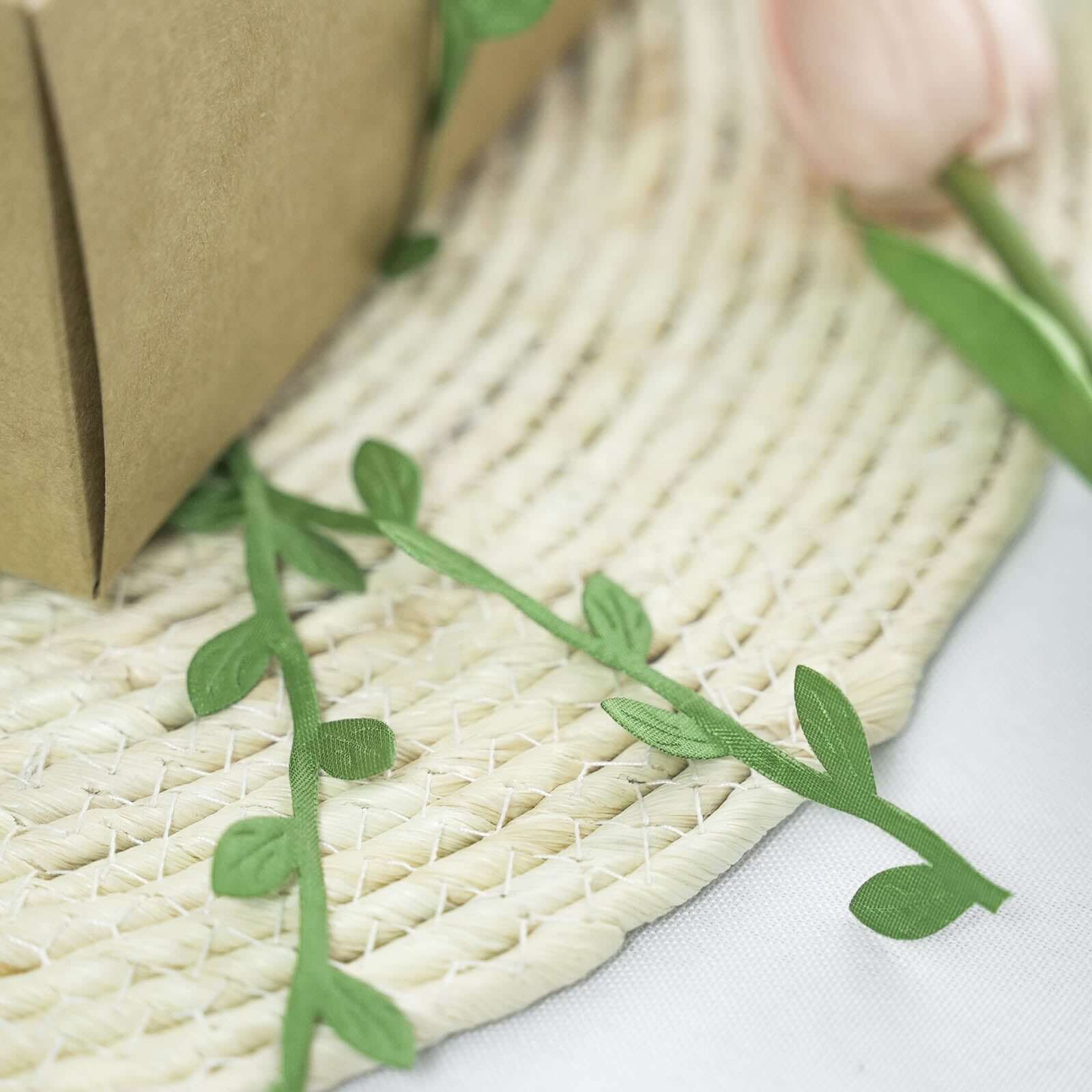 67FT Olive Green Artificial Vines Leaf Ribbon Trim - Ideal for DIY Party & Wedding Home Decor