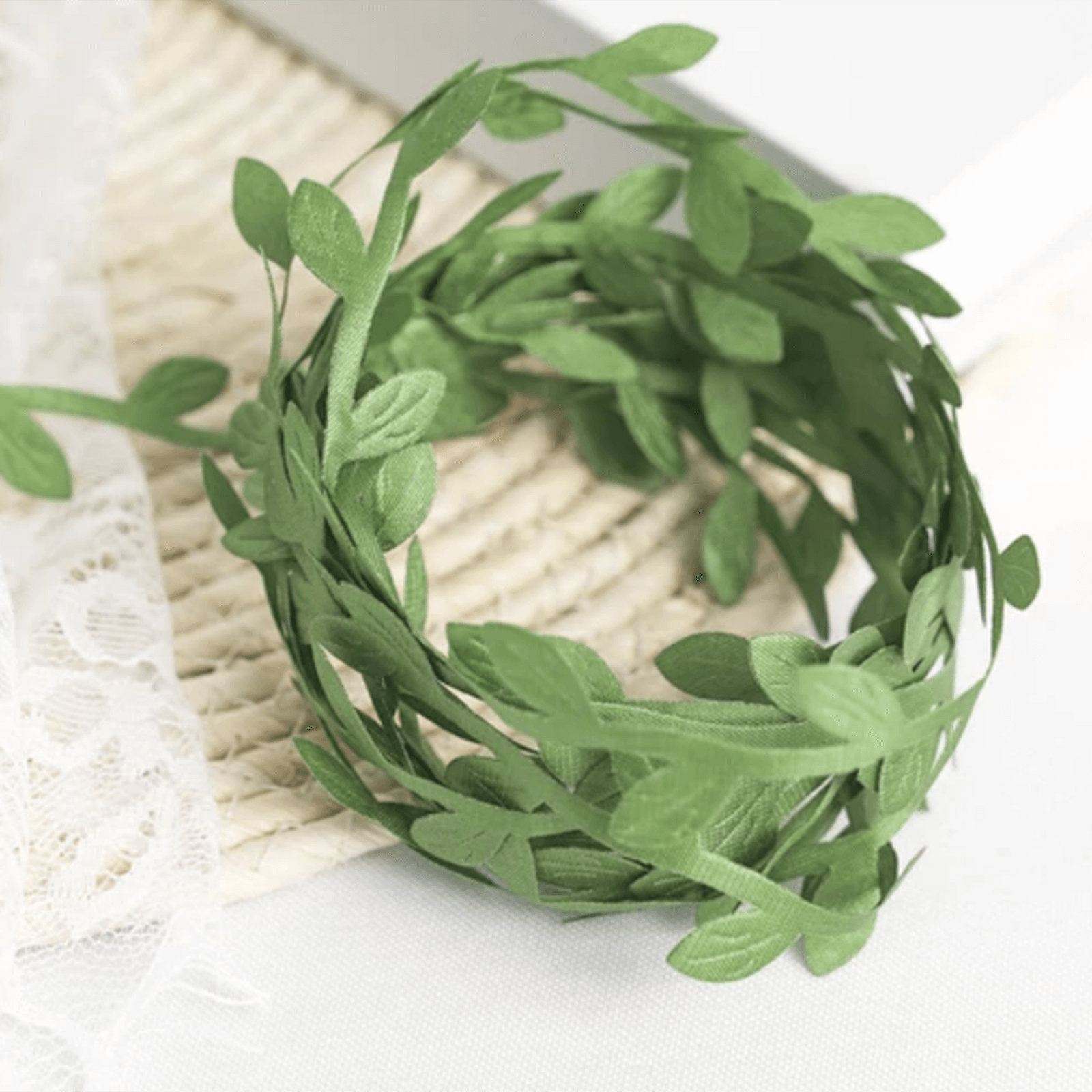67FT Olive Green Artificial Vines Leaf Ribbon Trim - Ideal for DIY Party & Wedding Home Decor