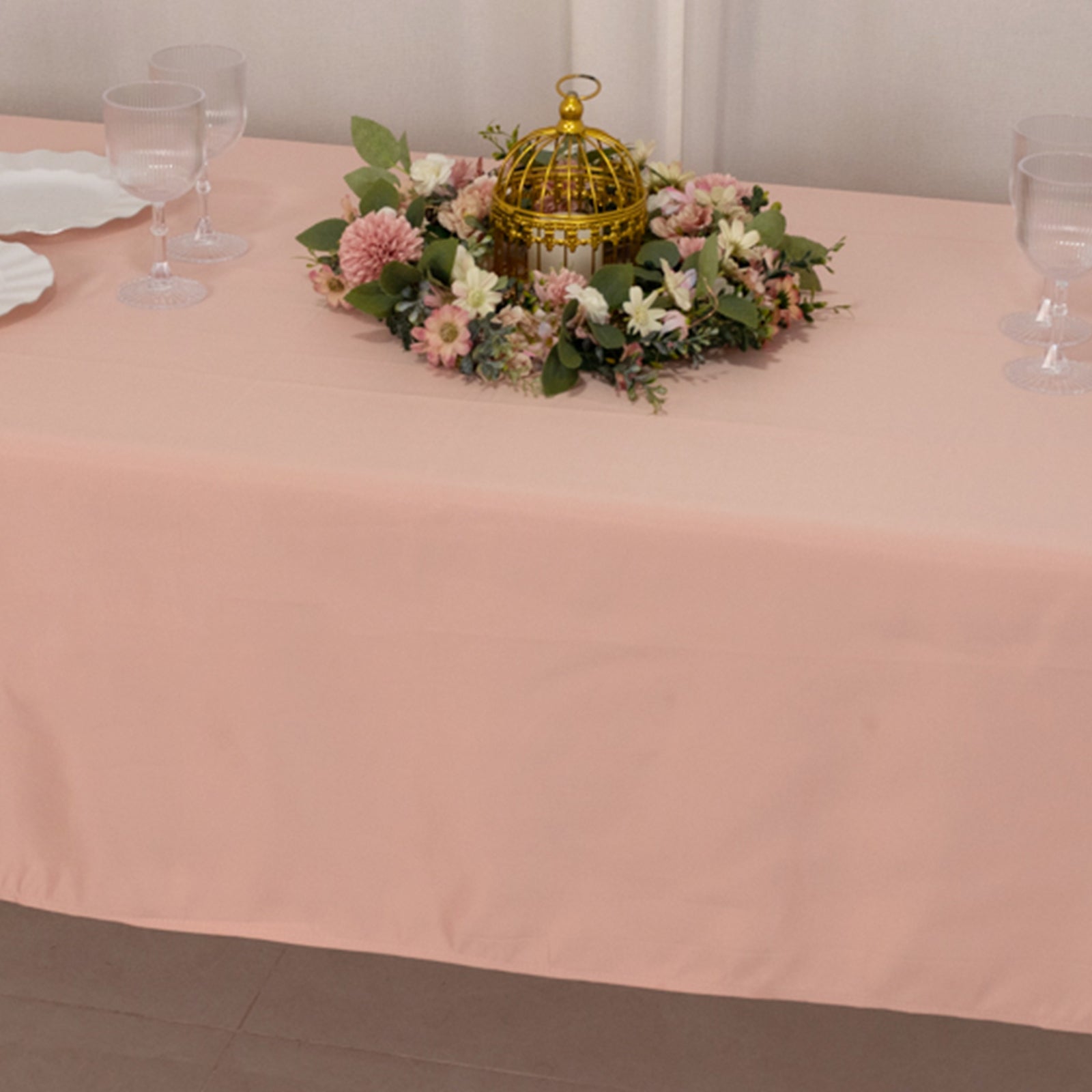 Lamour Satin Rectangle Tablecloth in Dusty Rose - Durable & Soft, Ideal for Events