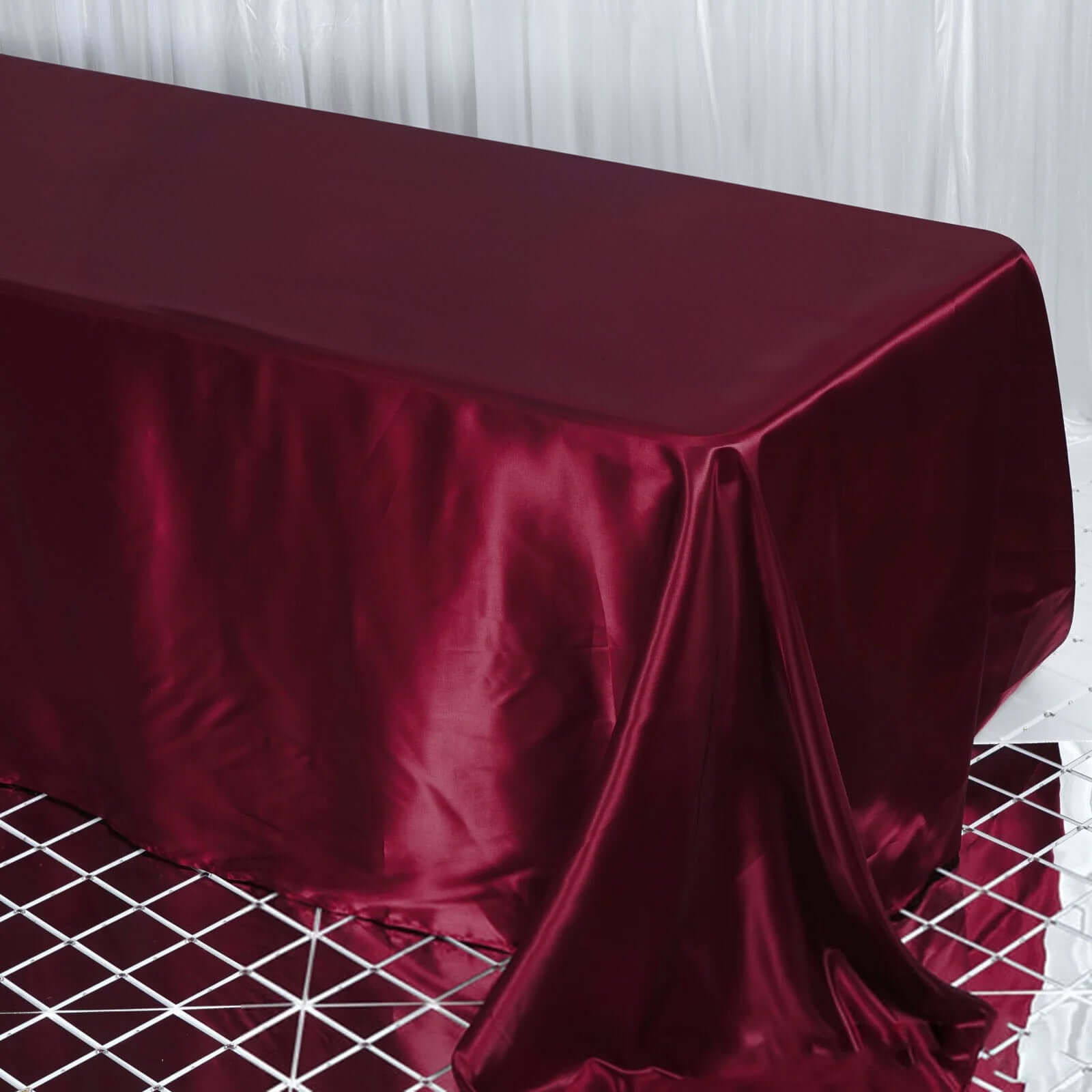 Exclusive Burgundy Satin 90x132 Seamless Rectangular Tablecloth