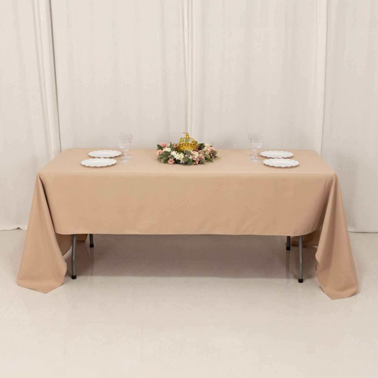 Premium Stain-Resistant 220GSM Polyester Rectangle Tablecloth in Nude - 60x126, Ideal for Events