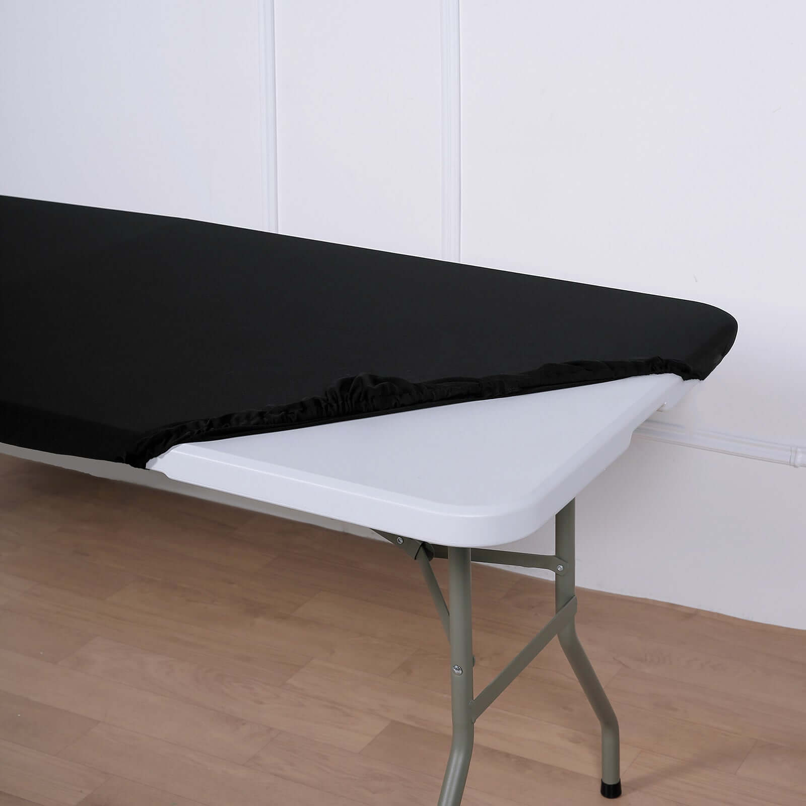 Durable Black Stretch Spandex 72x30 Rectangle Fitted Table Topper Cover