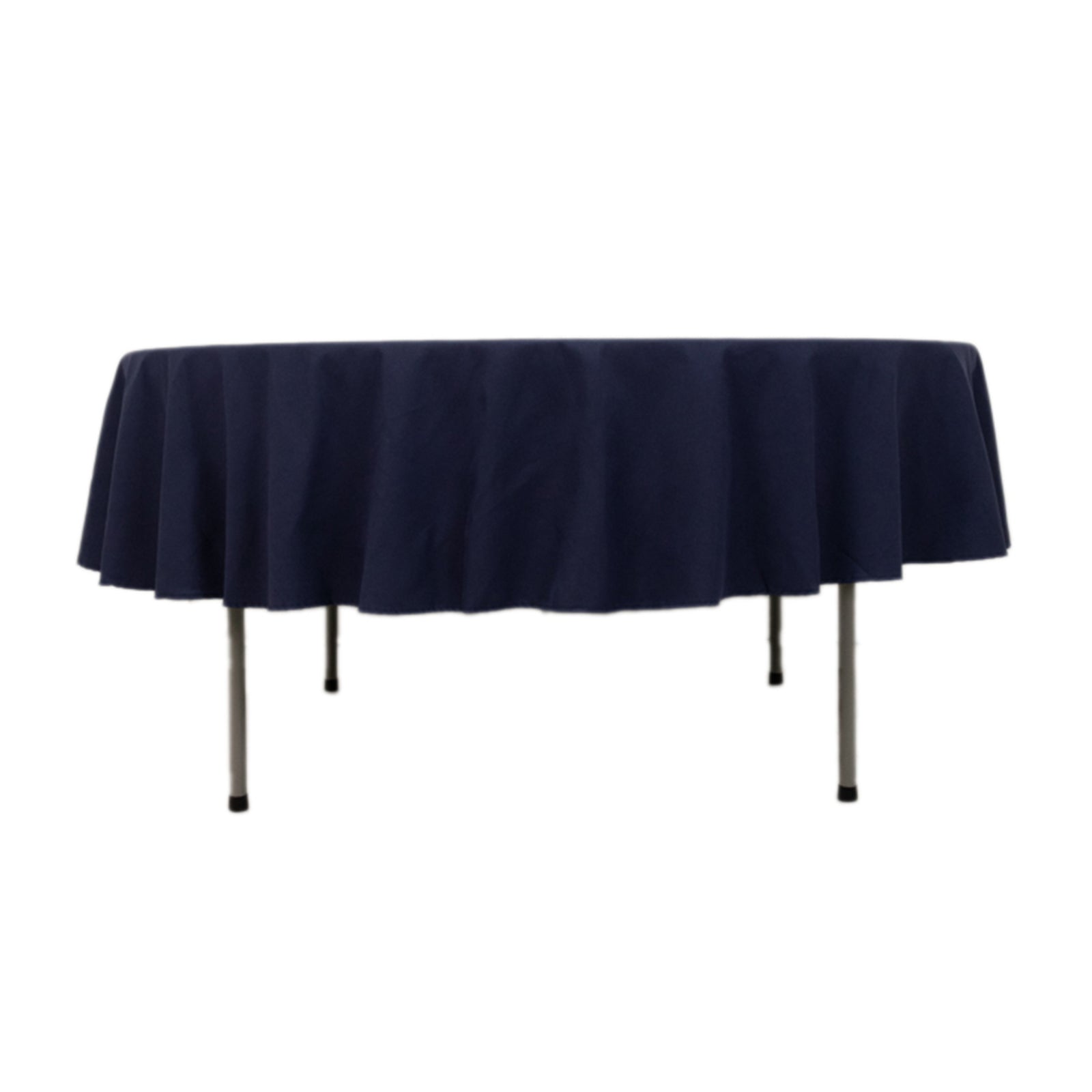 Wrinkle-Resistant Navy Blue 90" Cotton Blend Round Tablecloth