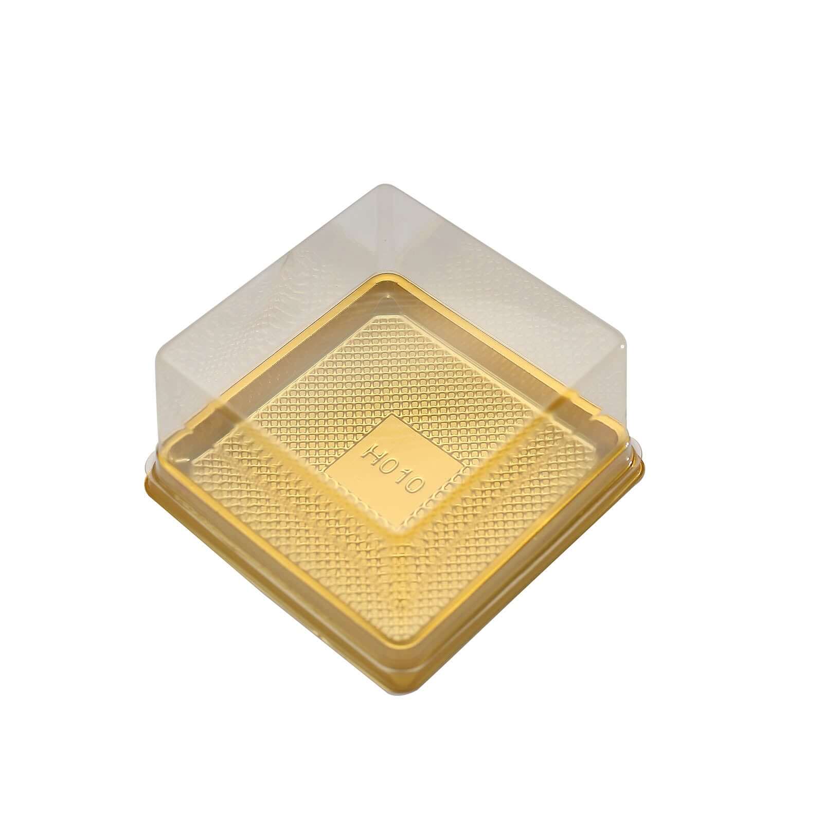 50-Pack Clear & Gold Square Mini Plastic Party Favor Boxes for Cupcakes & Desserts