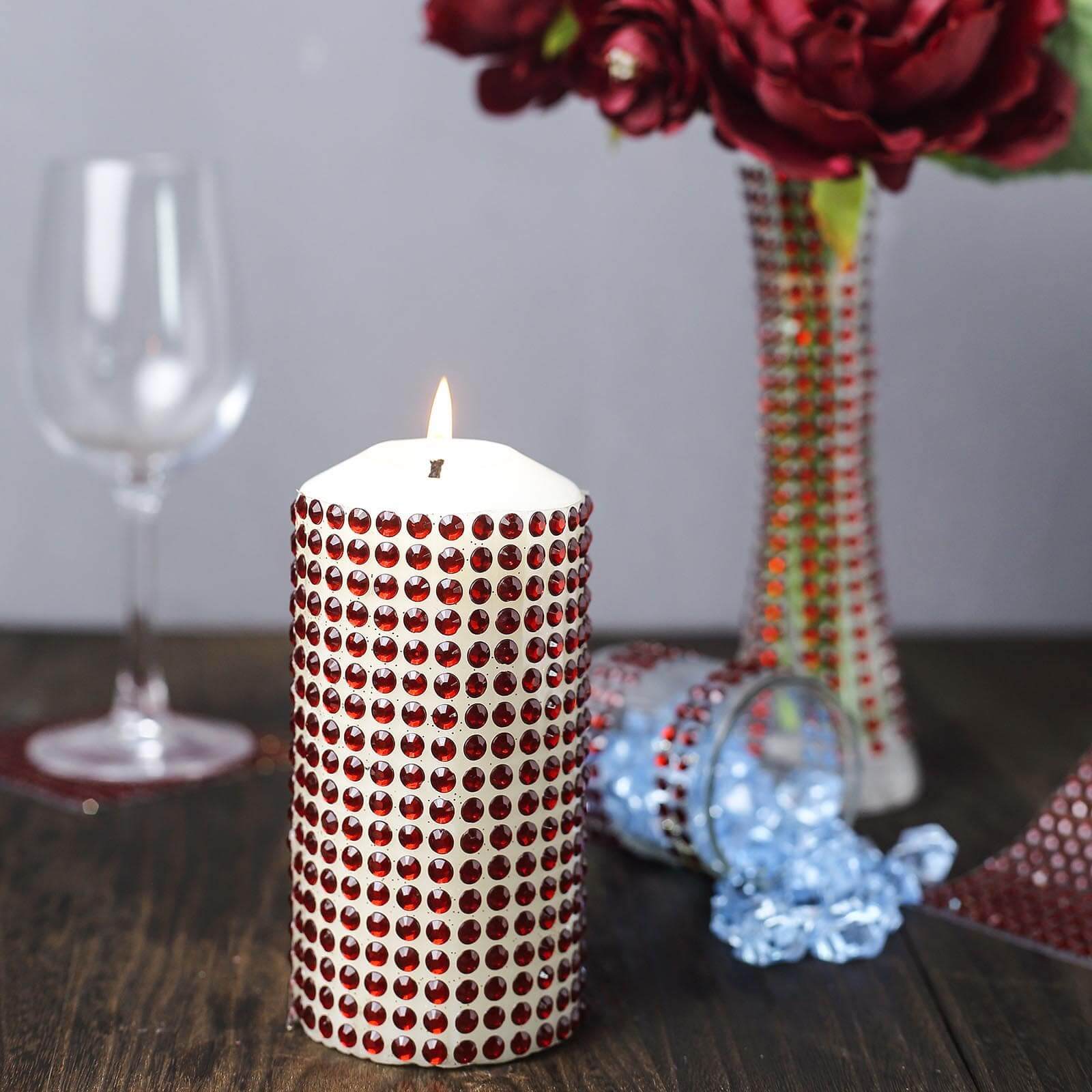 21x11 Red Self - Adhesive Rhinestone Sheets for DIY Craft Decoration