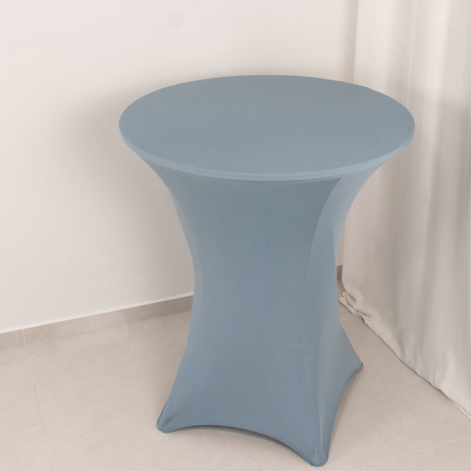 Dusty Blue Spandex Stretch Fitted Cocktail Table Cover - 33 - 36 Inches, Easy to Maintain