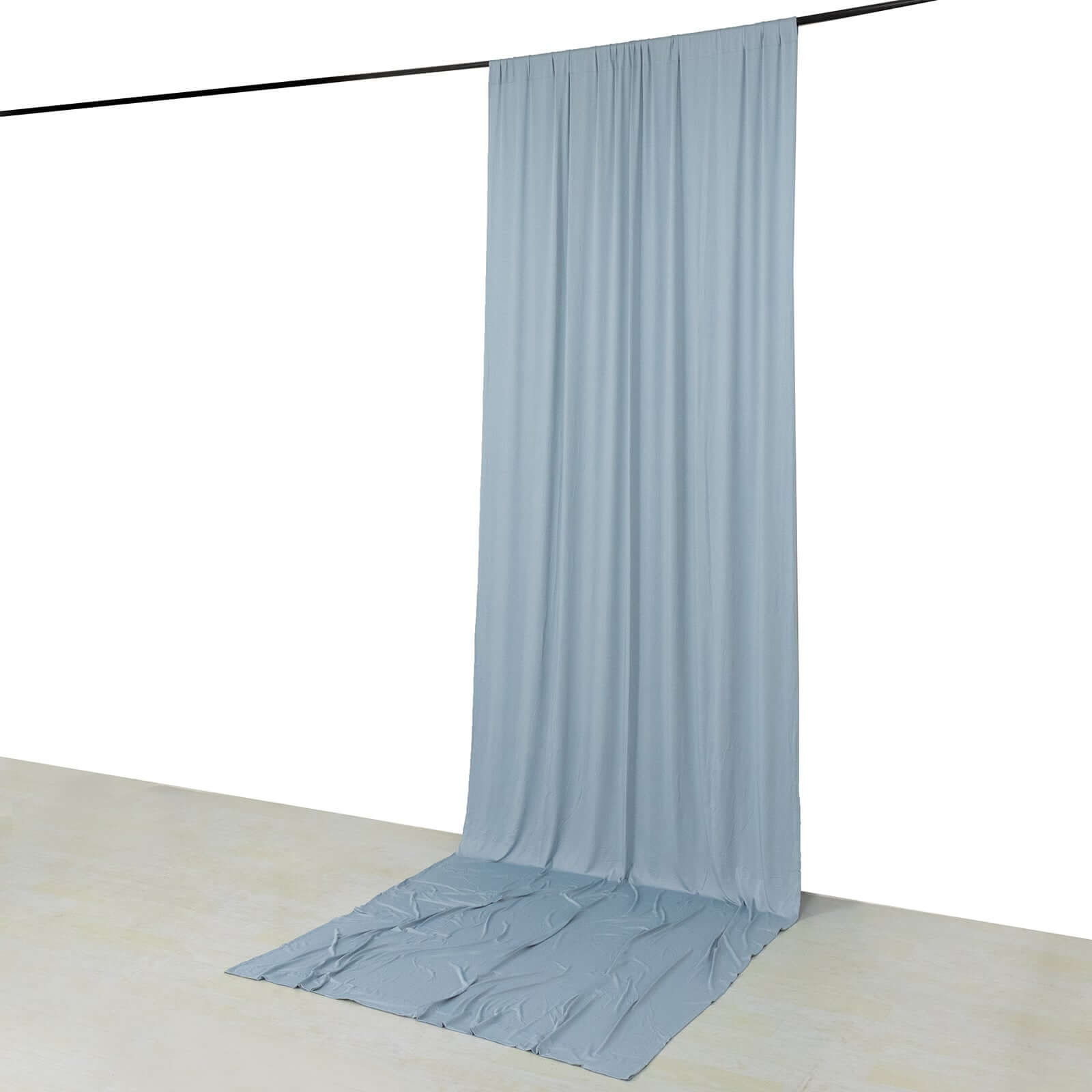 Hot Sale! Dusty Blue 4-Way Stretch Spandex Event Backdrop Curtains with Rod Pockets, 5ft x 14ft, Wrinkle-Free