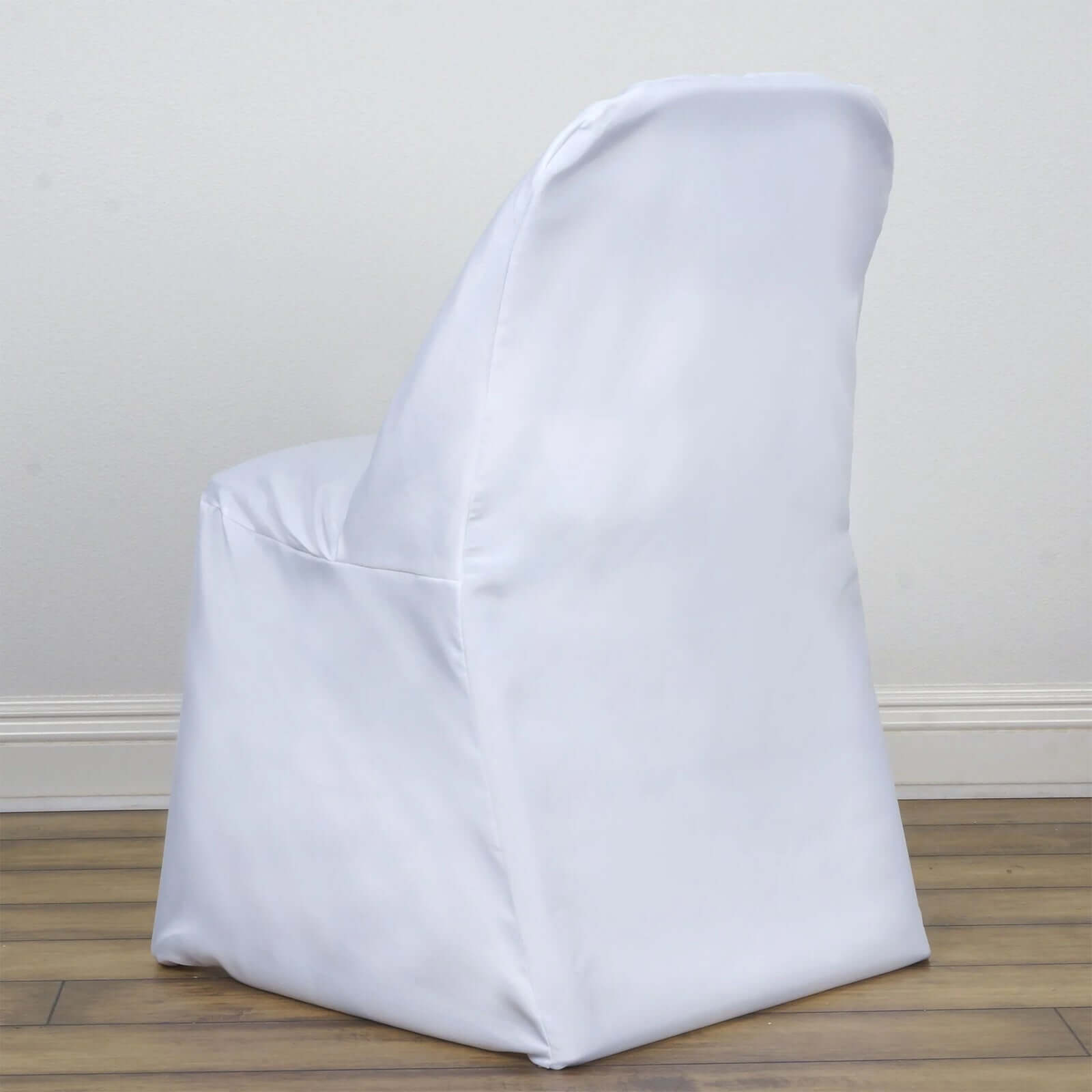 10-Piece White Polyester Slip-On Chair Covers for Folding Chairs - Wrinkle & Stain Resistant