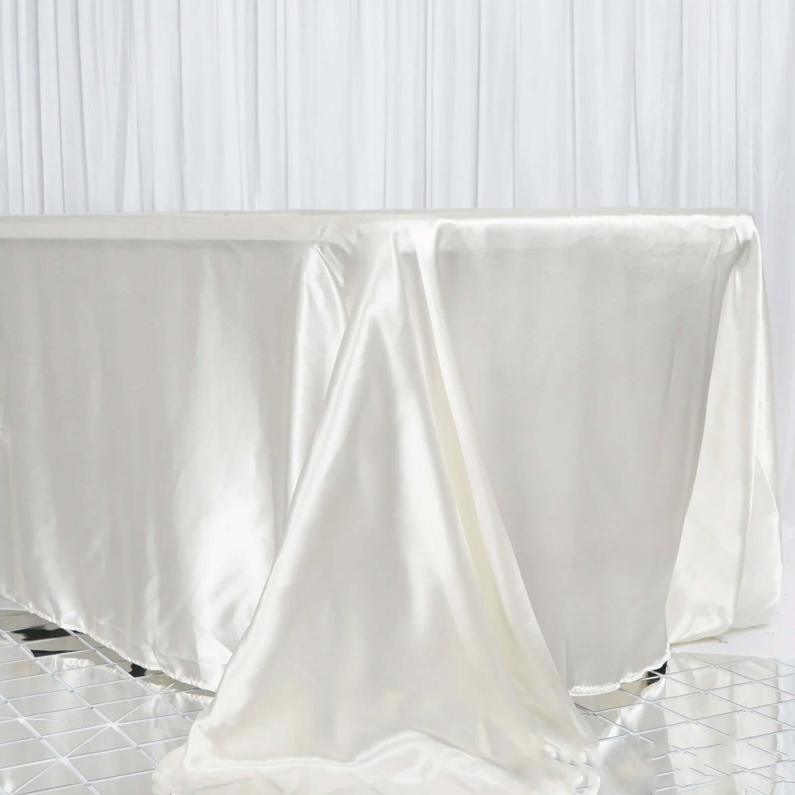Ivory Seamless Satin Rectangular 90x156 Tablecloth for Various Events