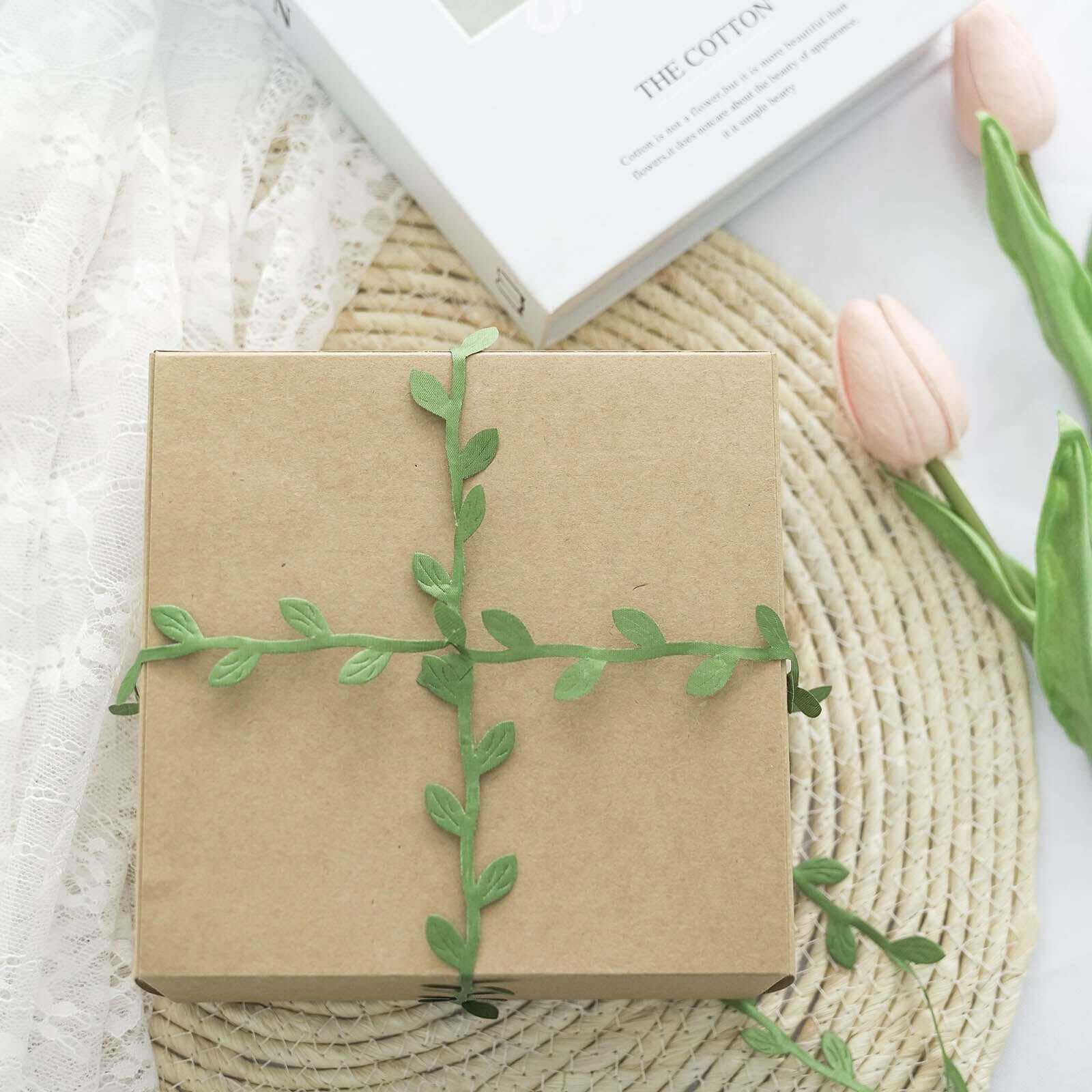 67FT Olive Green Artificial Vines Leaf Ribbon Trim - Ideal for DIY Party & Wedding Home Decor