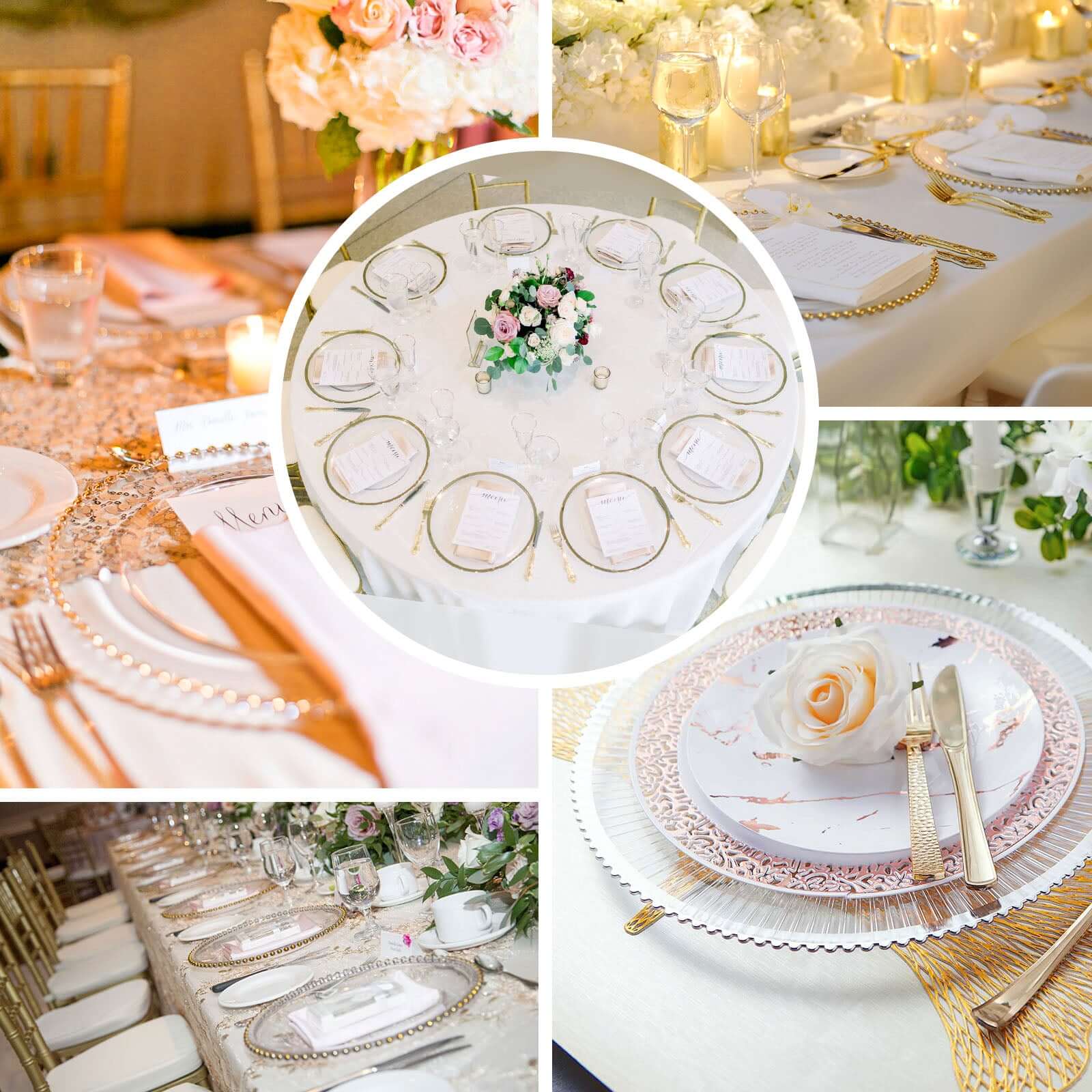 Hot Deal! 6-Pack 13-inch Clear Acrylic Charger Plates with Gold Sunray Wavy Rim