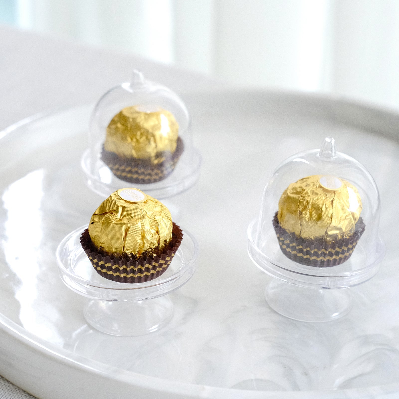 12-Pack Clear Fillable Mini Pedestal Candy Containers with Dome Lid - Ideal for Party Favors