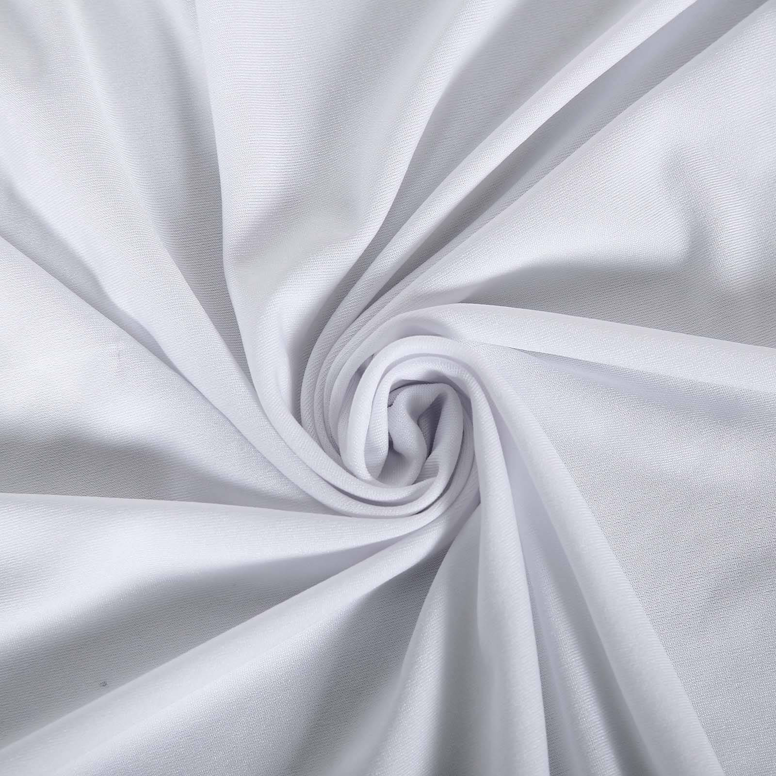 White 96x30 Stretch Spandex Rectangle Table Cover - Durable for Events & Presentations