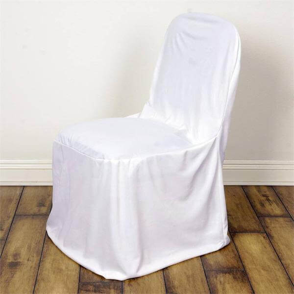 White Scuba Stretch Slim-Fit Chair Cover for Banquets, Parties & Ceremonies - Wrinkle-Free & Durable