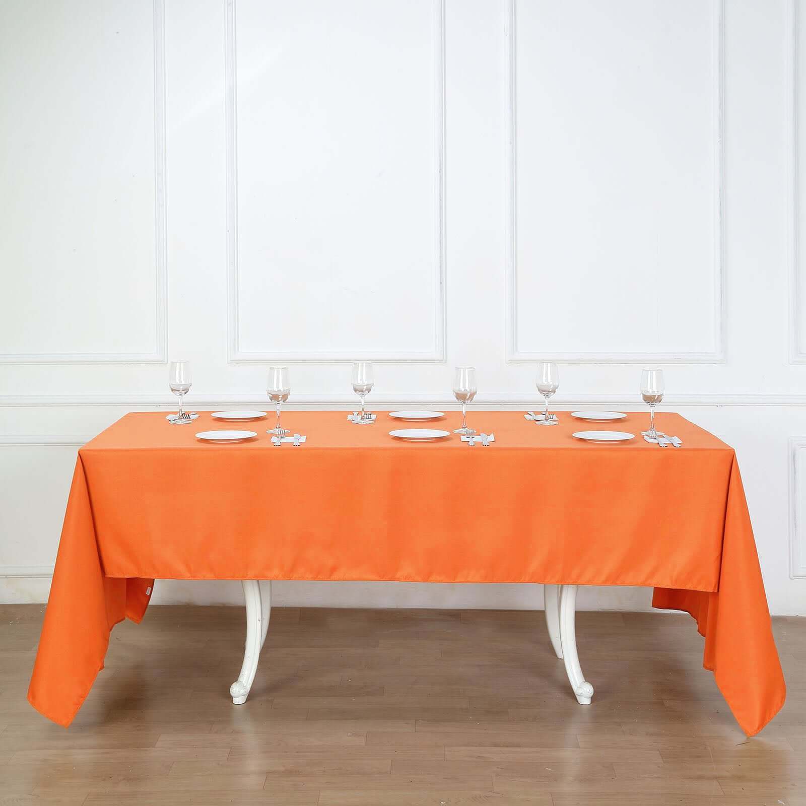 Hot Sale! Orange 60x126 Rectangle Polyester Tablecloth - Wrinkle-Free Table Cover