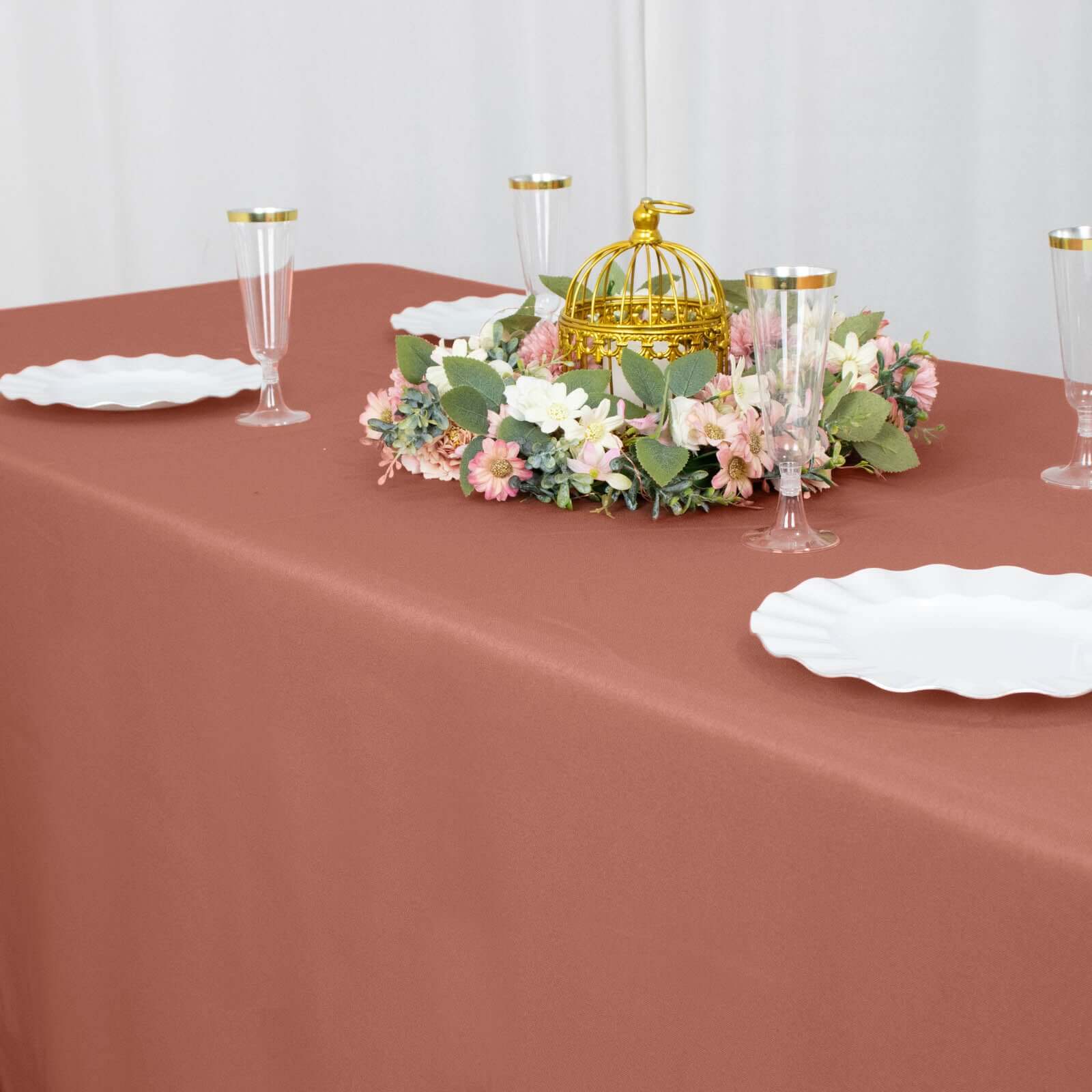 Hot Deal! 90x132 Premium Seamless 220GSM Stain-Resistant Terracotta (Rust) Polyester Tablecloth
