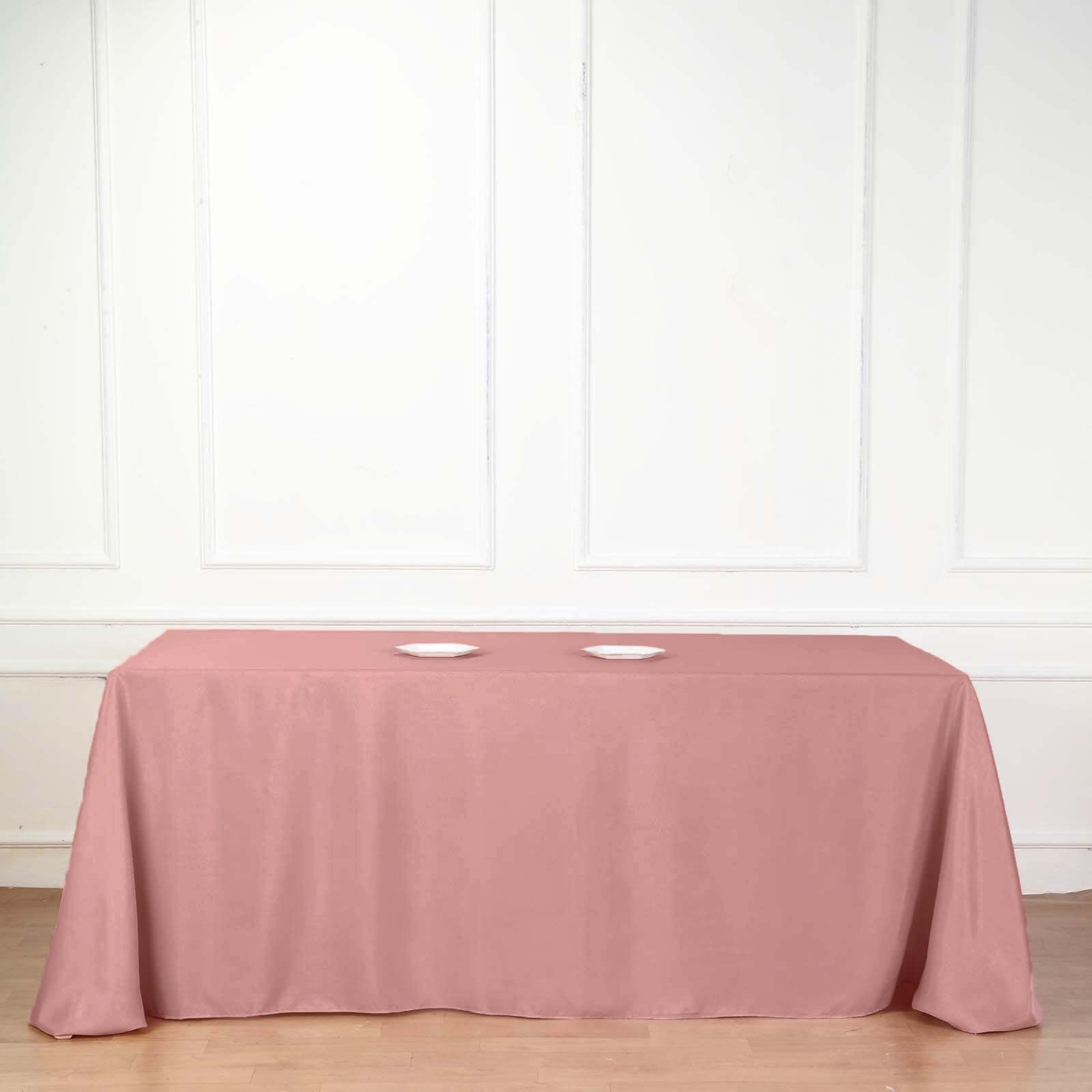 Seamless Wrinkle-Resistant Dusty Rose Polyester 90x132 Rectangle Table Cover