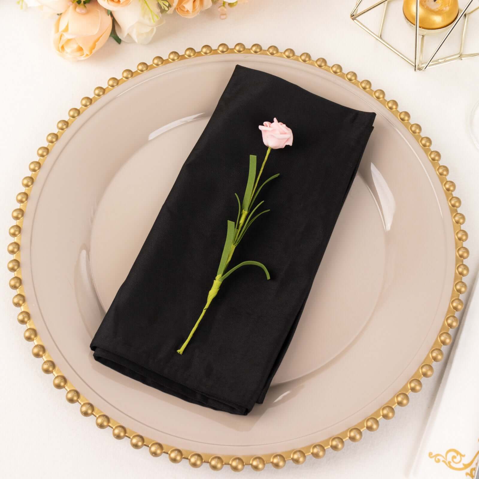 5-Pack Premium Black 20x20 Scuba Dinner Napkins - Durable, Reusable & Stain-Free