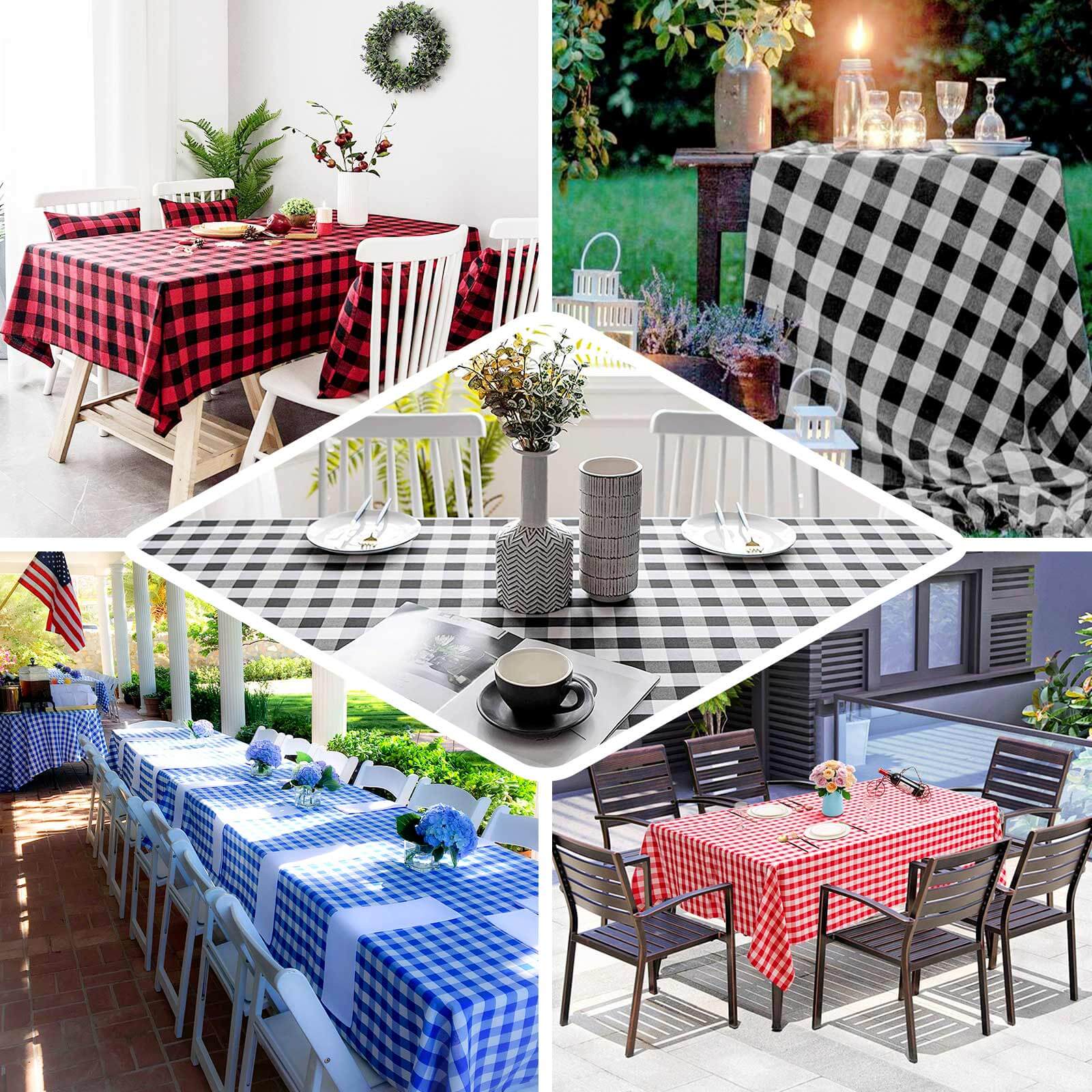 Hot! White/Red Checkered Buffalo Plaid Polyester 60x102 Rectangle Tablecloth