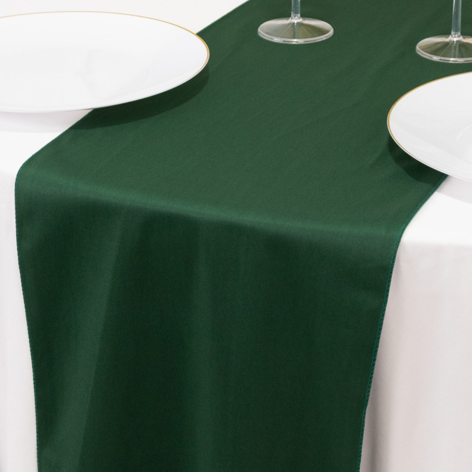 Exclusive Wrinkle-Free Hunter Emerald Green Scuba Polyester 12x108 Table Runner