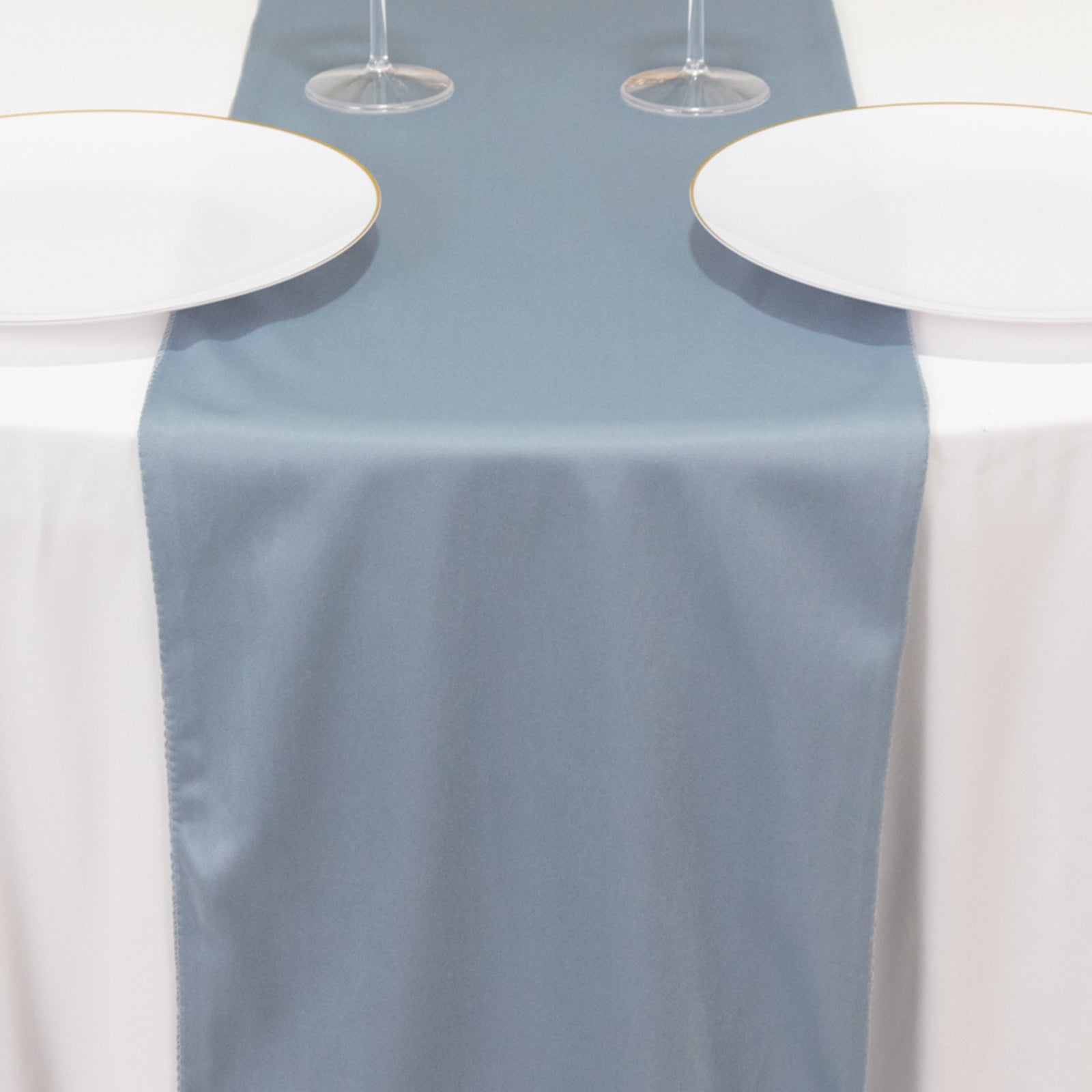 Wrinkle-Free Dusty Blue 12x108 Premium Scuba Polyester Table Runner