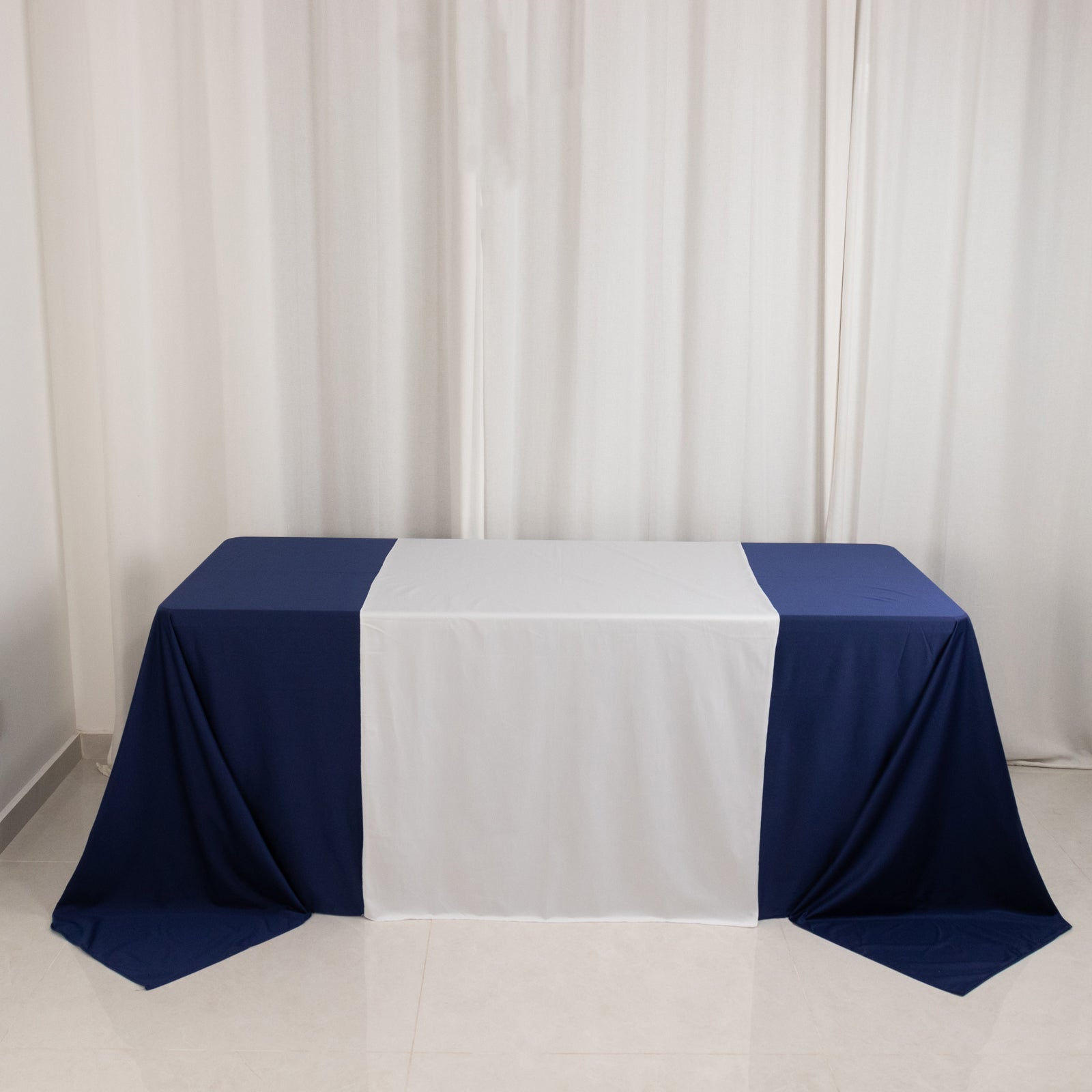 White 36x72 Wide Premium Polyester Table Runner - Ideal for Custom Event Branding