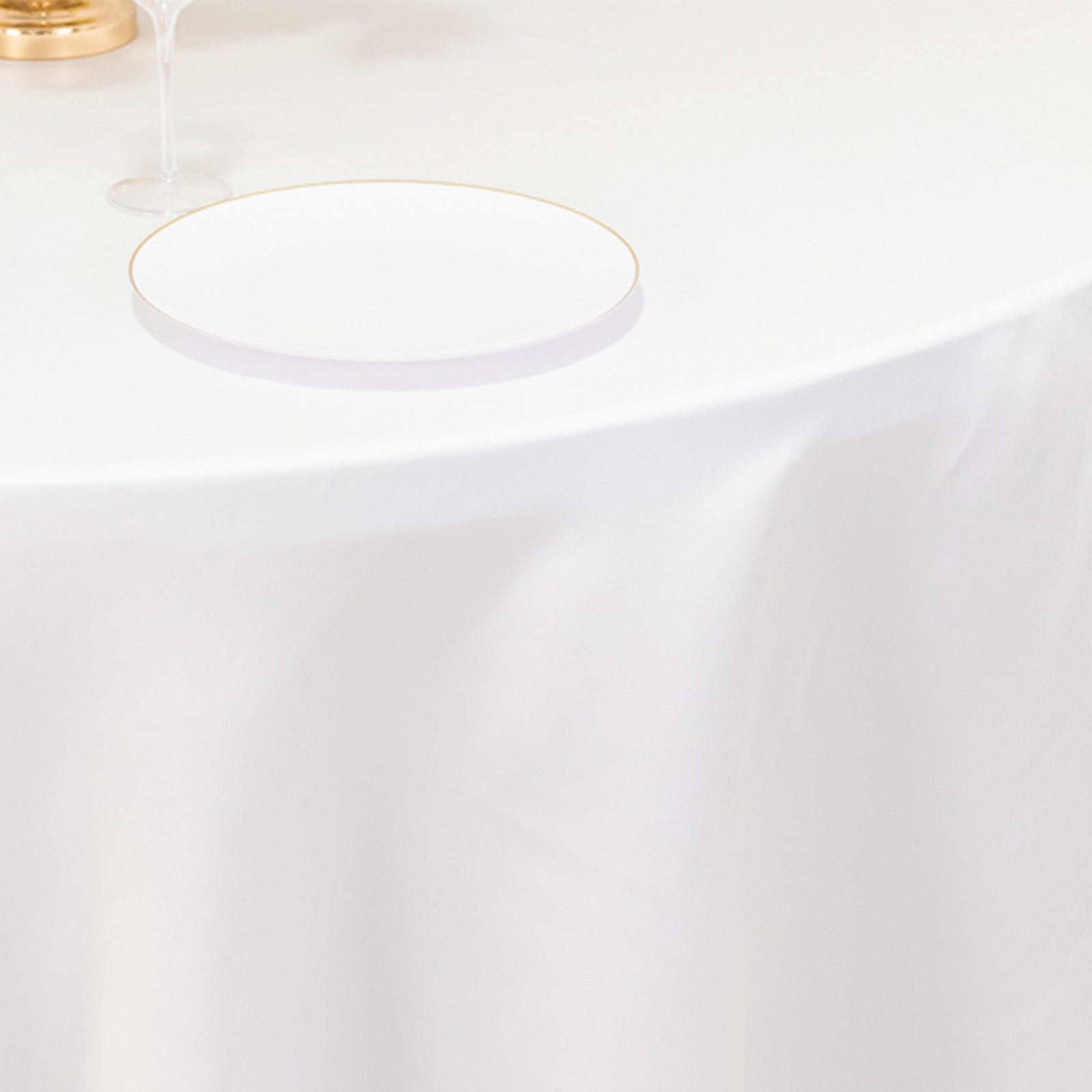 Exclusive White Lamour Satin 120" Round Tablecloth for Upscale Events