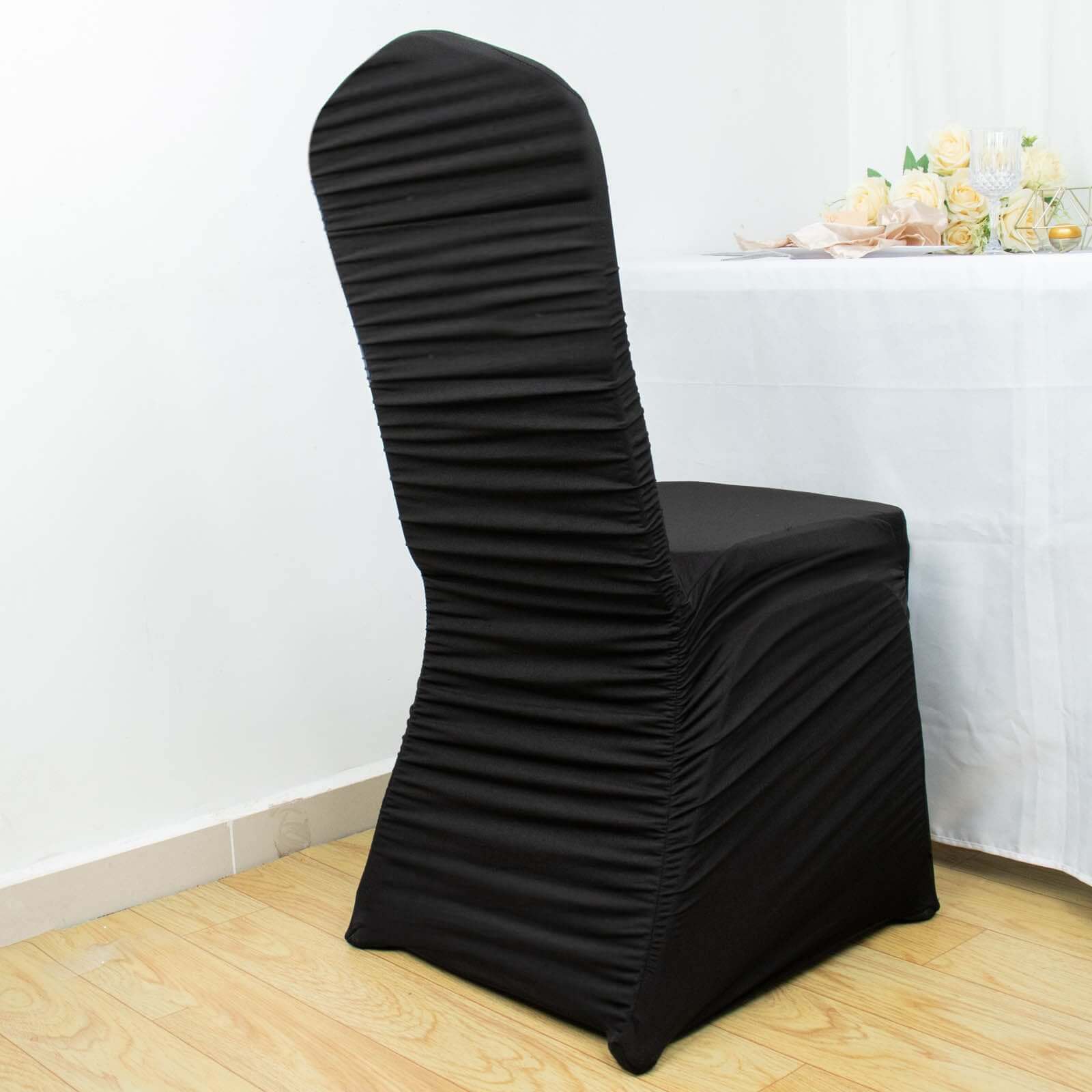 Black Premium Spandex Rouge Stretch Slip-On Cover for Banquet Chairs