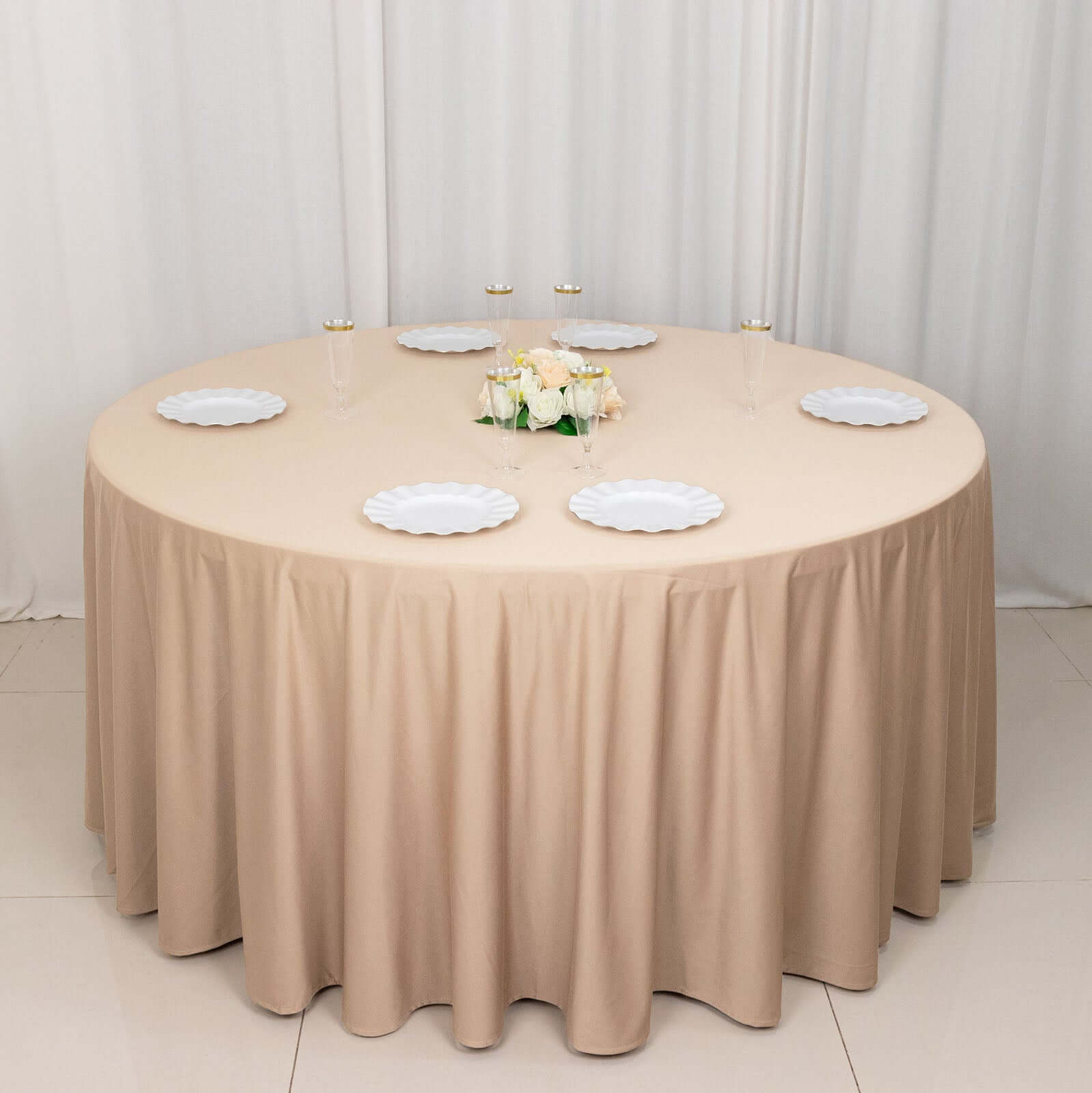120' Nude Premium Scuba Seamless Tablecloth - Wrinkle & Stain Resistant