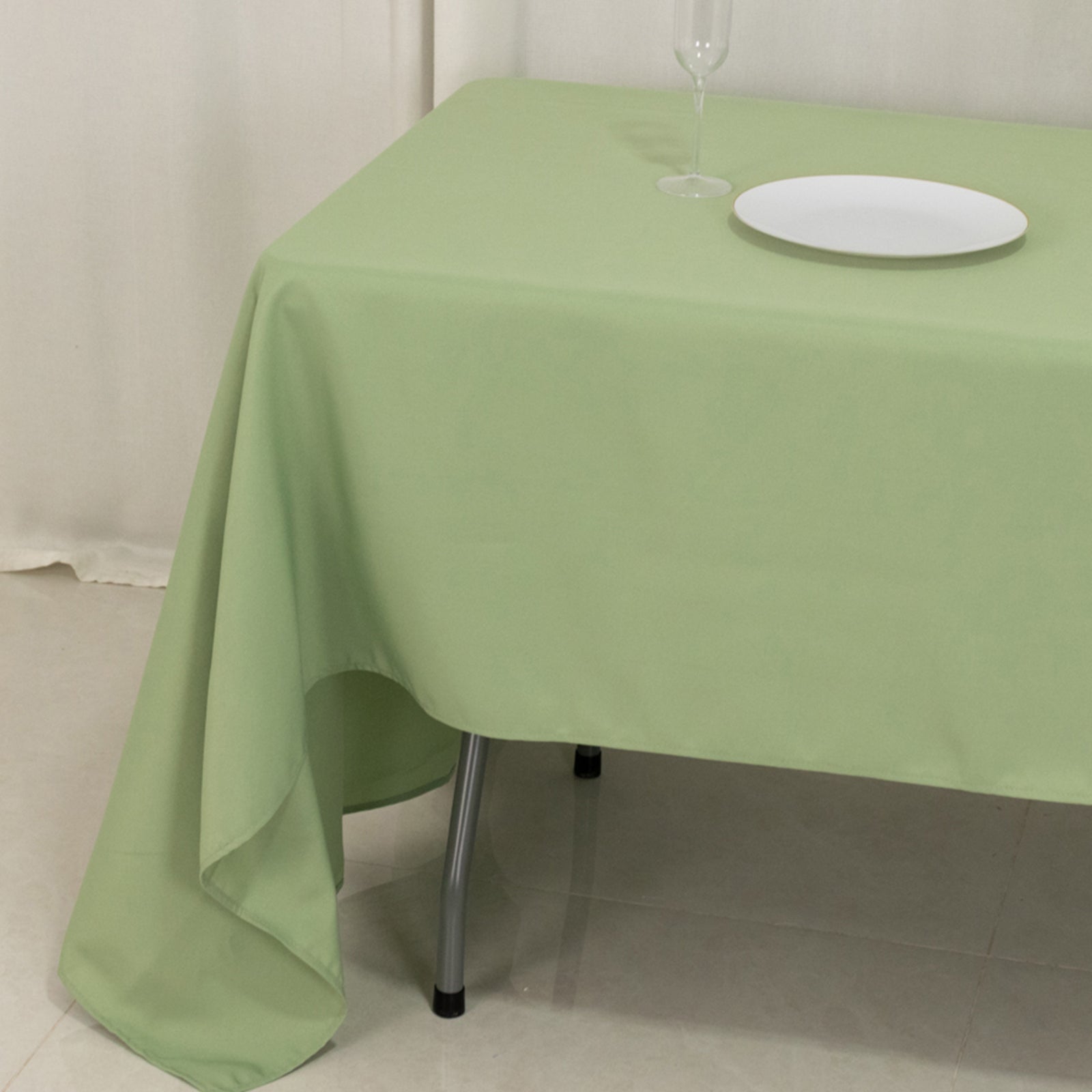Hot! Sage Green 60x126 Polyester Rectangle Tablecloth - 220GSM Stain-Resistant Finish