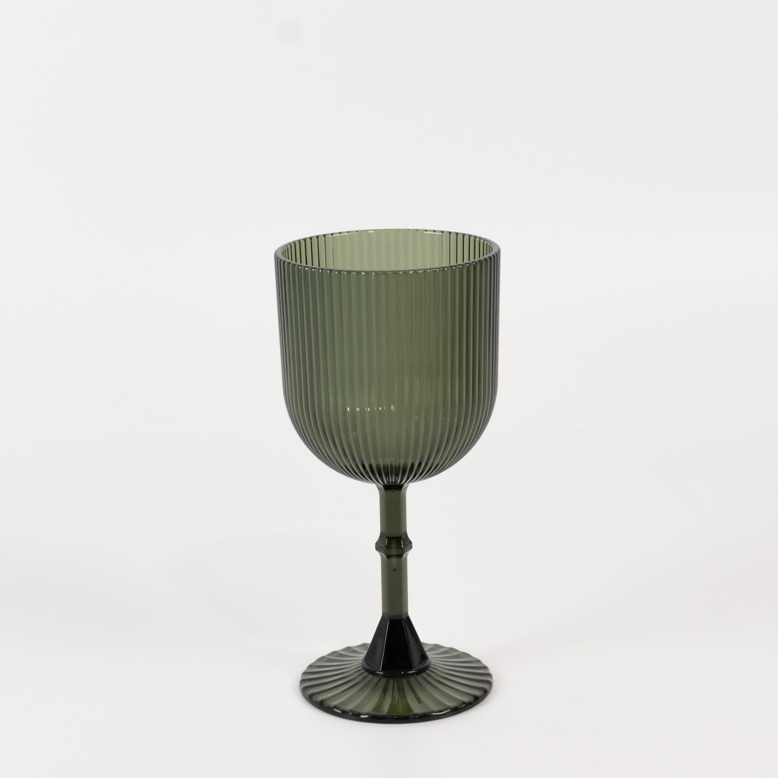 12-Pack 9oz Reusable Shatterproof Vintage Ribbed Hunter Emerald Green Plastic Goblets - Ideal for Parties