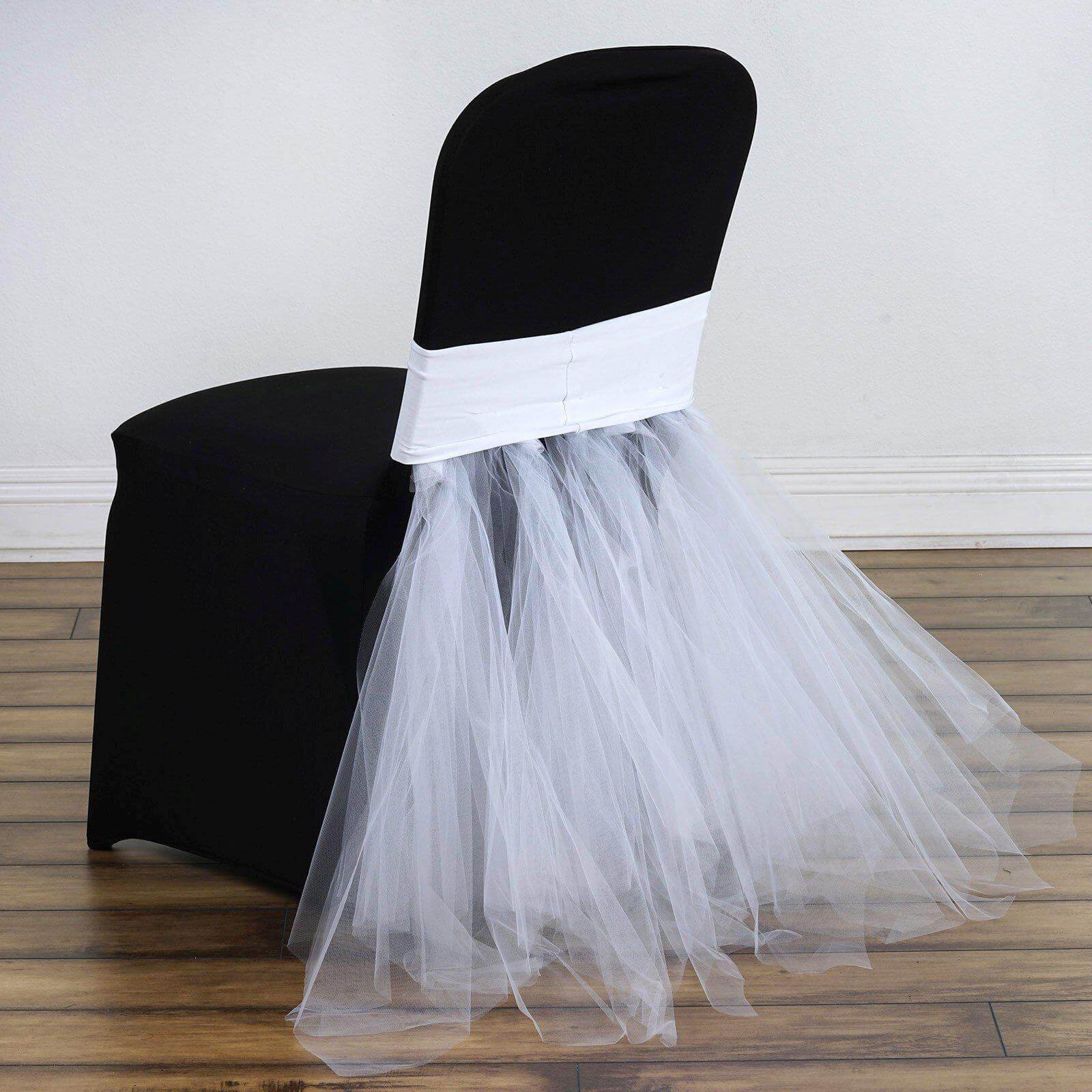 White Spandex Tutu - Style Chair Cover Skirt for Elegant Wedding and Formal Events