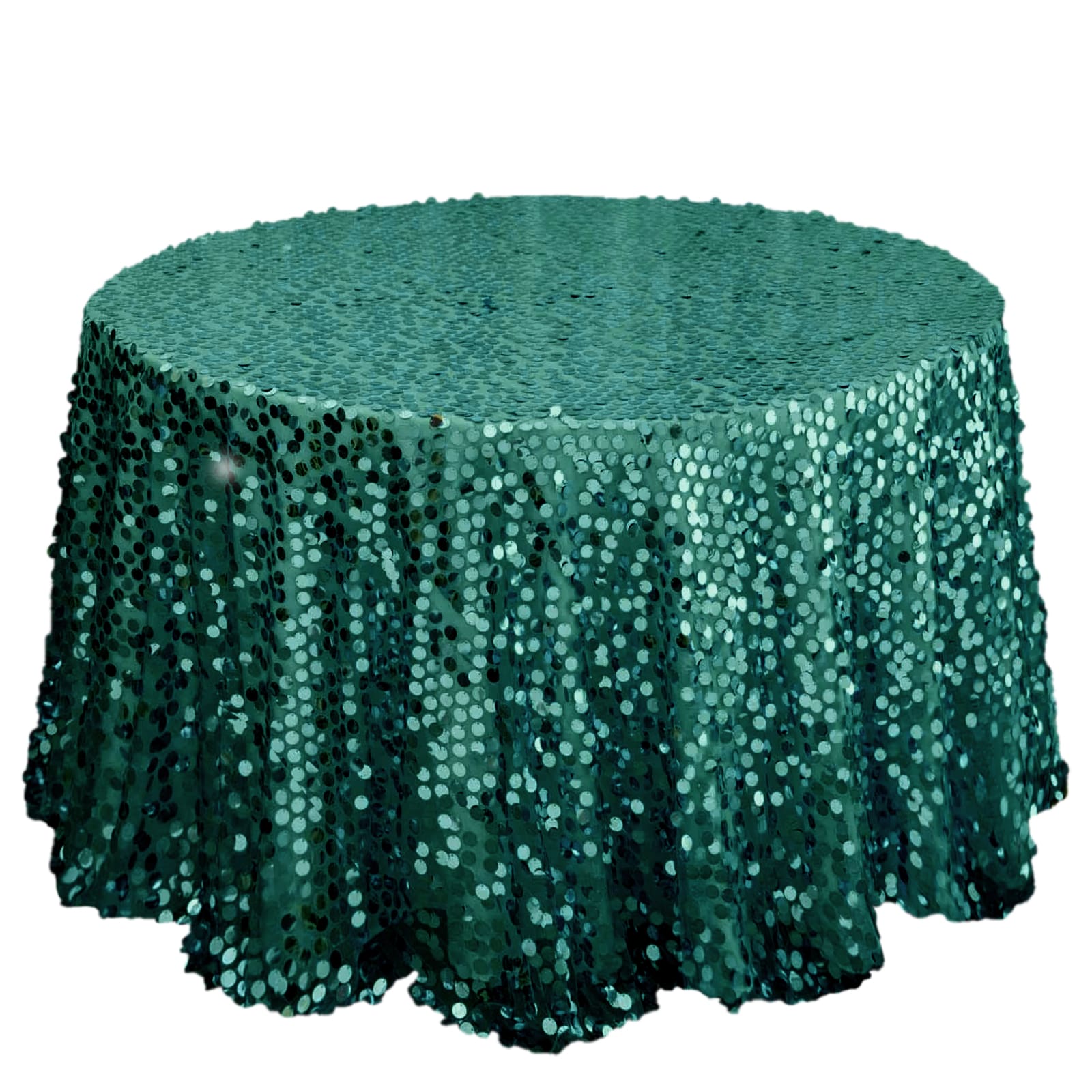 Seamless 120 - inch Round Hunter Emerald Green Sequin Tablecloth