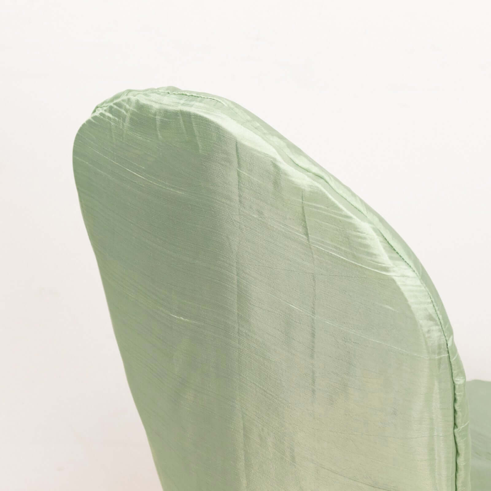 Reusable Sage Green Crinkle Crushed Taffeta Slipcover for Banquet Chairs
