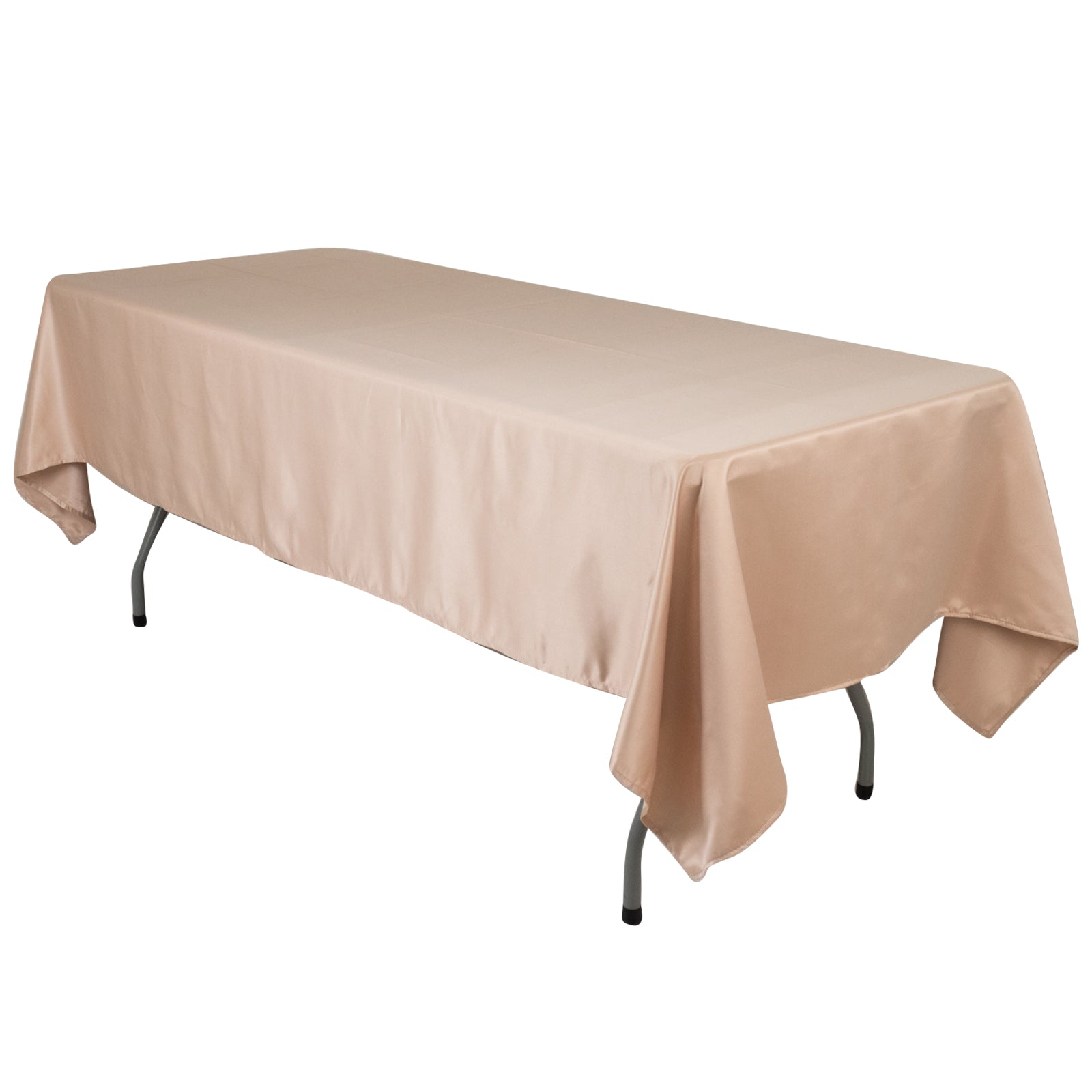 Luxurious Nude Lamour Satin Rectangle Tablecloth - 60x102, Durable & Silky Soft