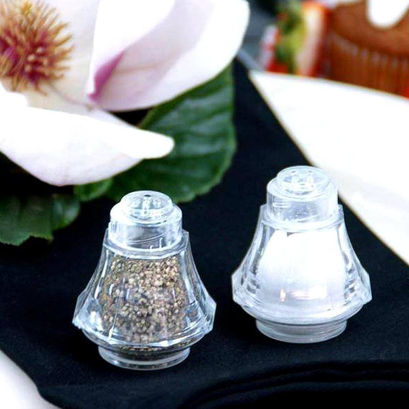 Set of 12 Clear 2.5-Inch Plastic Salt and Pepper Shakers for Party Gifts