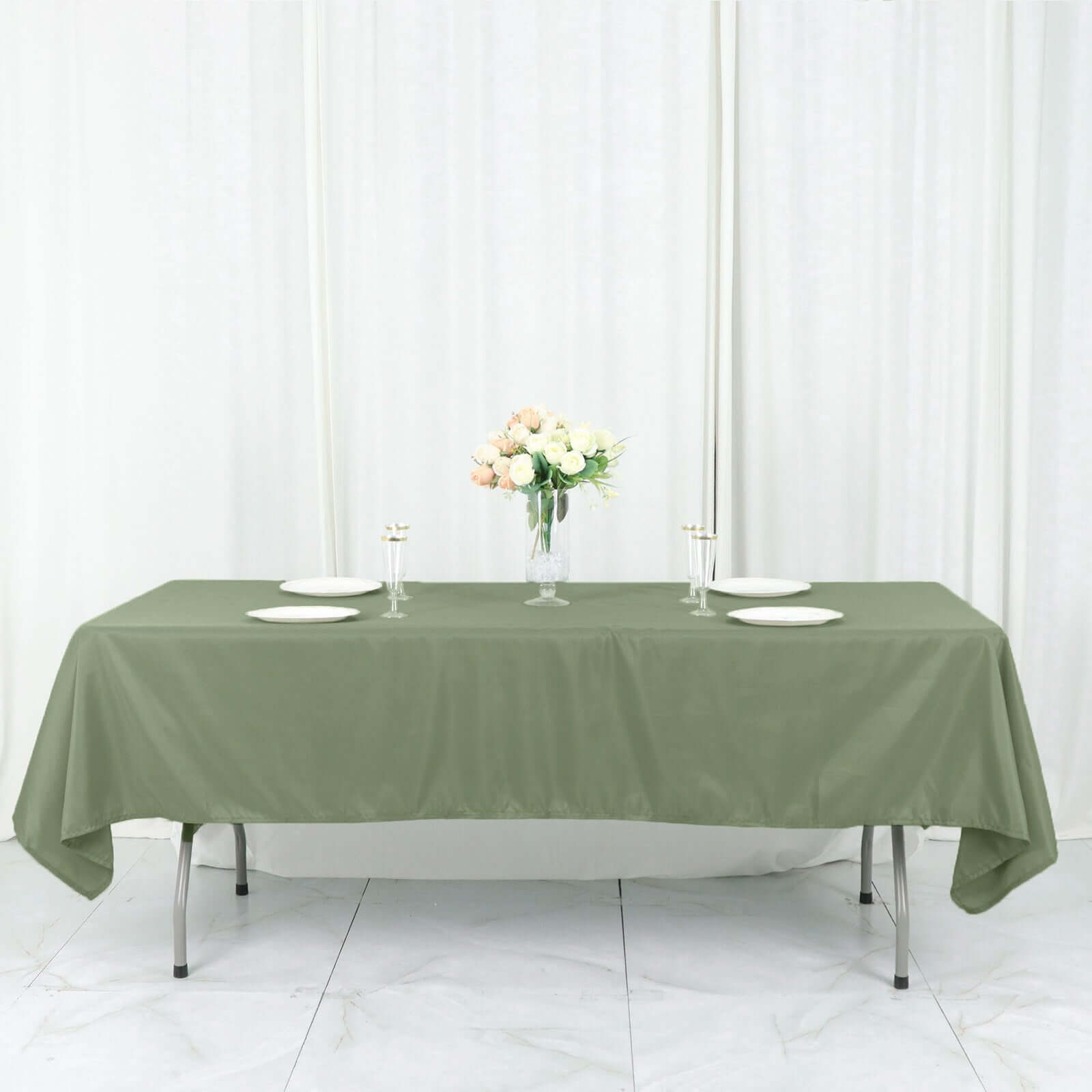 Dusty Sage Green 60x102 Polyester Rectangle Tablecloth - Durable & Stylish