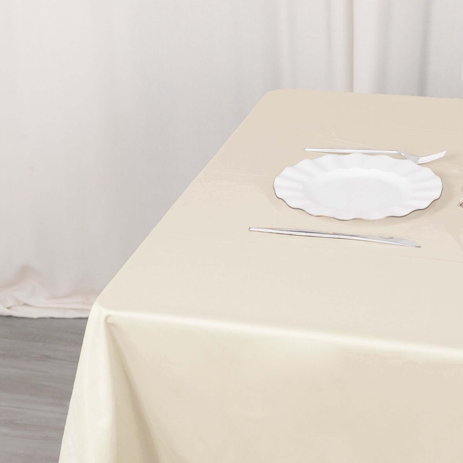 Premium Beige 54x54 Square Scuba Table Overlay - Wrinkle-Free & Stain-Resistant Table Cover